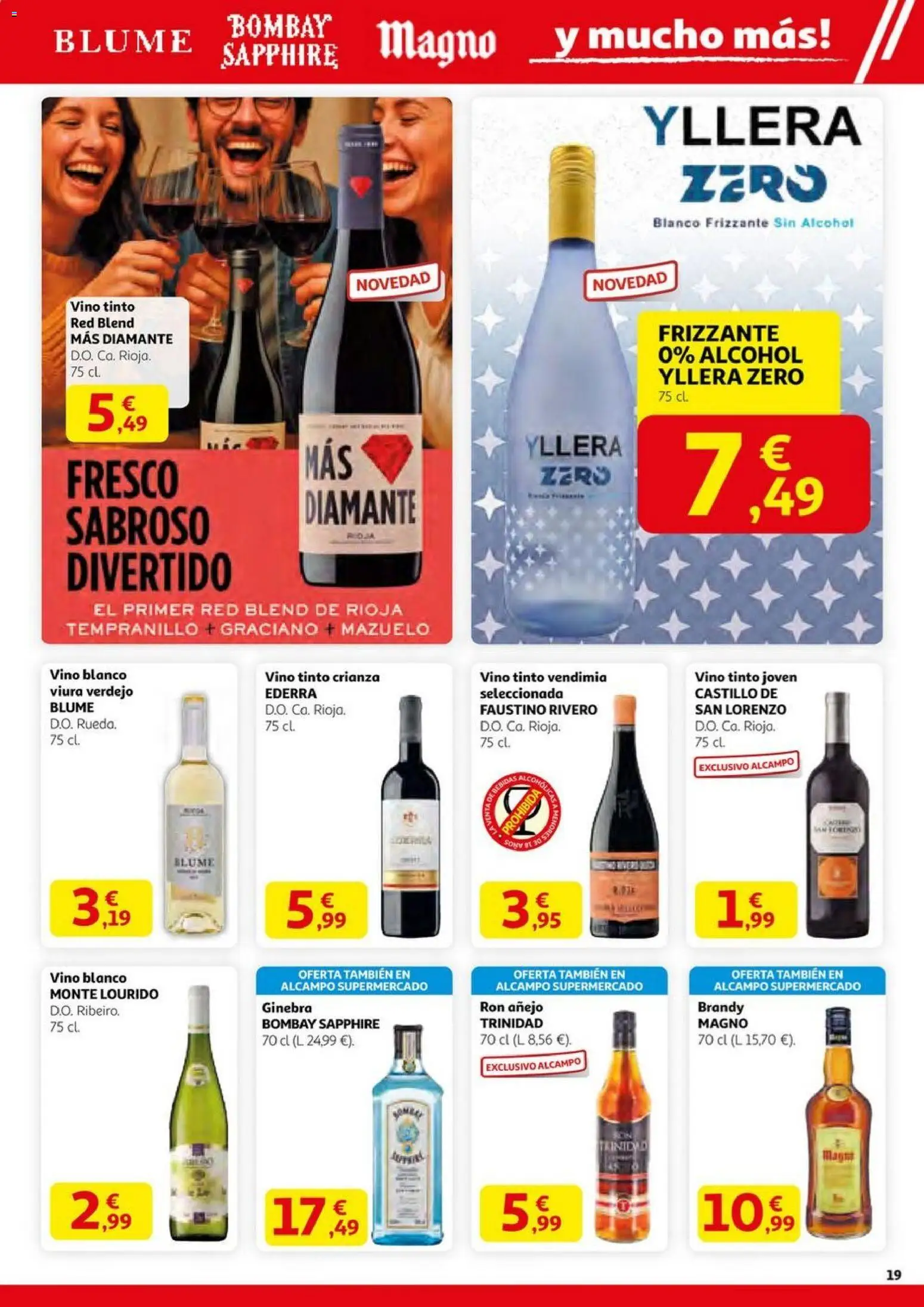 Alcampo - HG Nacional Unificado  │ válido desde el 23.10.2025 | Página: 19 | Productos: Ron, Vino, Ginebra, Μαρμελάδα ροδάκινο