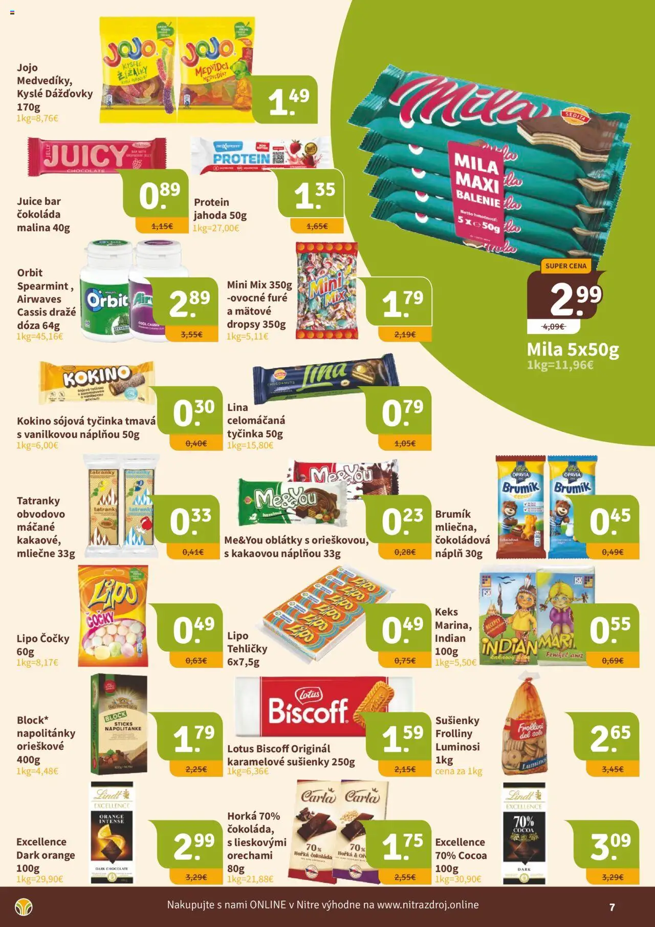 Nové Nitrazdroj akcie – leták je platný od 20.09.2025 | Strana: 7 | Produkty: Protein, Lindt, Čokoláda, Mila