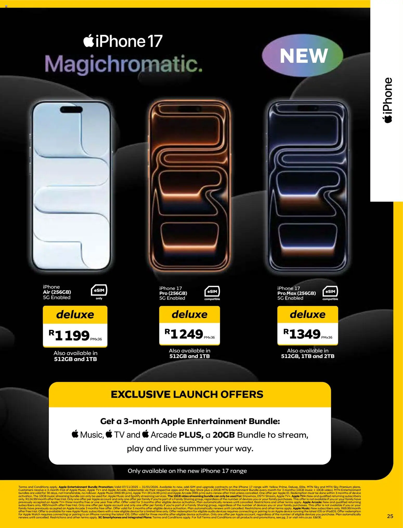 New MTN catalogue – valid from 07.11.2025 | Page: 25 | Products: Streaming bundle, Watch, Audio, TV