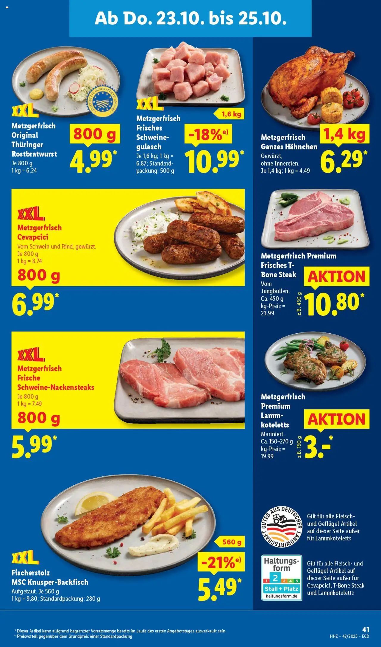 Lidl - Prospekt – gültig ab 20.10.2025 | Seite: 63 | Produkte: Hahnchen, Cevapcici, Steak, Fleisch