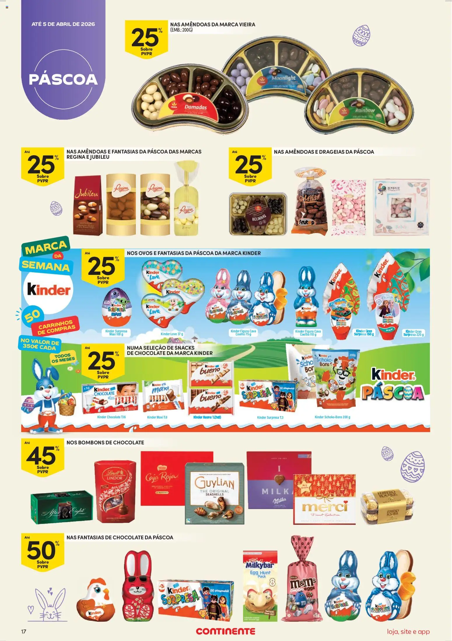 Continente Semanal Continente Bom Dia │ válido de 31.03.2026 | Página: 17 | Produtos: Ovo kinder, Ovos, Chocolate, Coelho