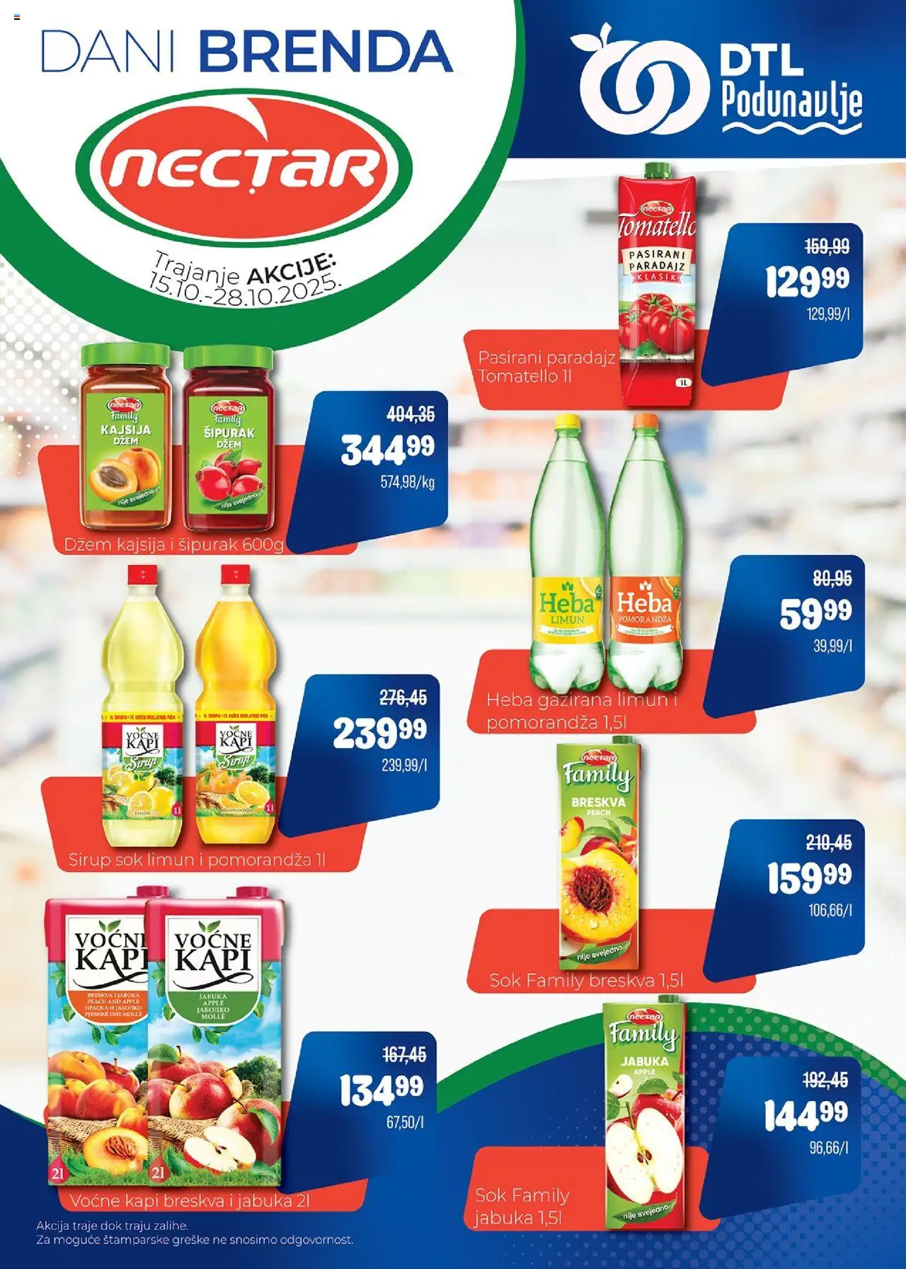 Podunavlje katalog - važi od 15.10.2025 | Strana: 1 | Proizvode: Dzem, Kajsija, Pomorandza, Sok