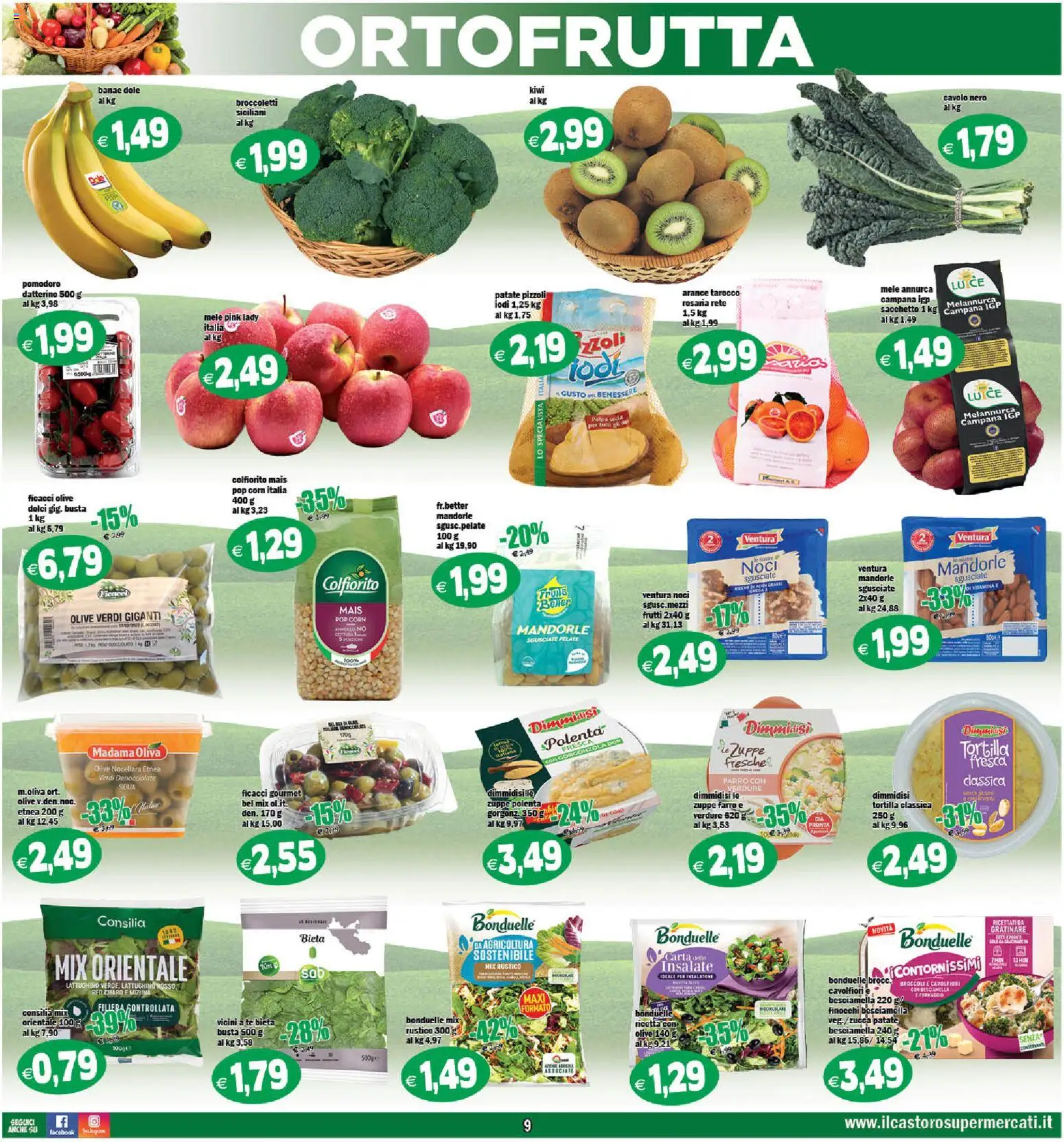 Volantino Il Castoro del 13.02.2026 | Pagina: 9 | Prodotti: Arance, Mandorle, Besciamella, Farro