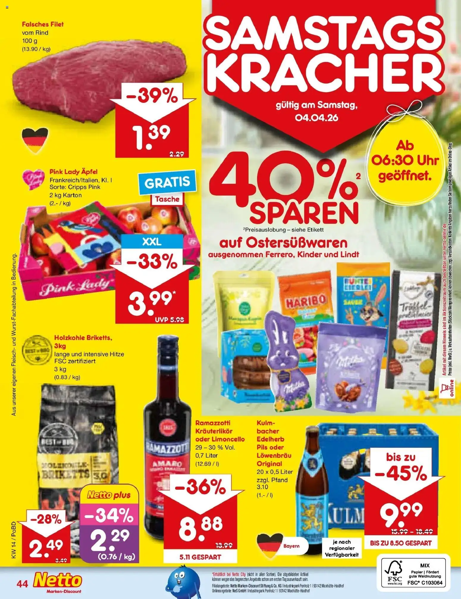 Netto Marken-Discount Prospekt Selb	 – gültig ab 30.03.2026 | Seite: 52 | Produkte: Tasche, Rama, Äpfel, Lindt