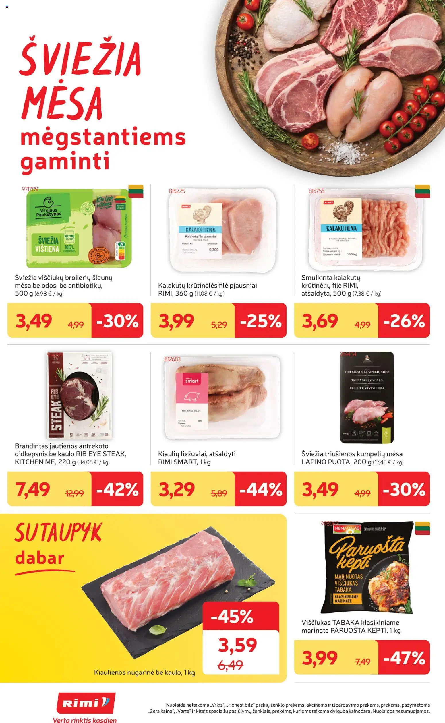 Rimi akcijos nuo 10.03.2026 | Puslapis: 16 | Prekių: Kiaulienos, Jautienos, Viščiukas, Vištiena