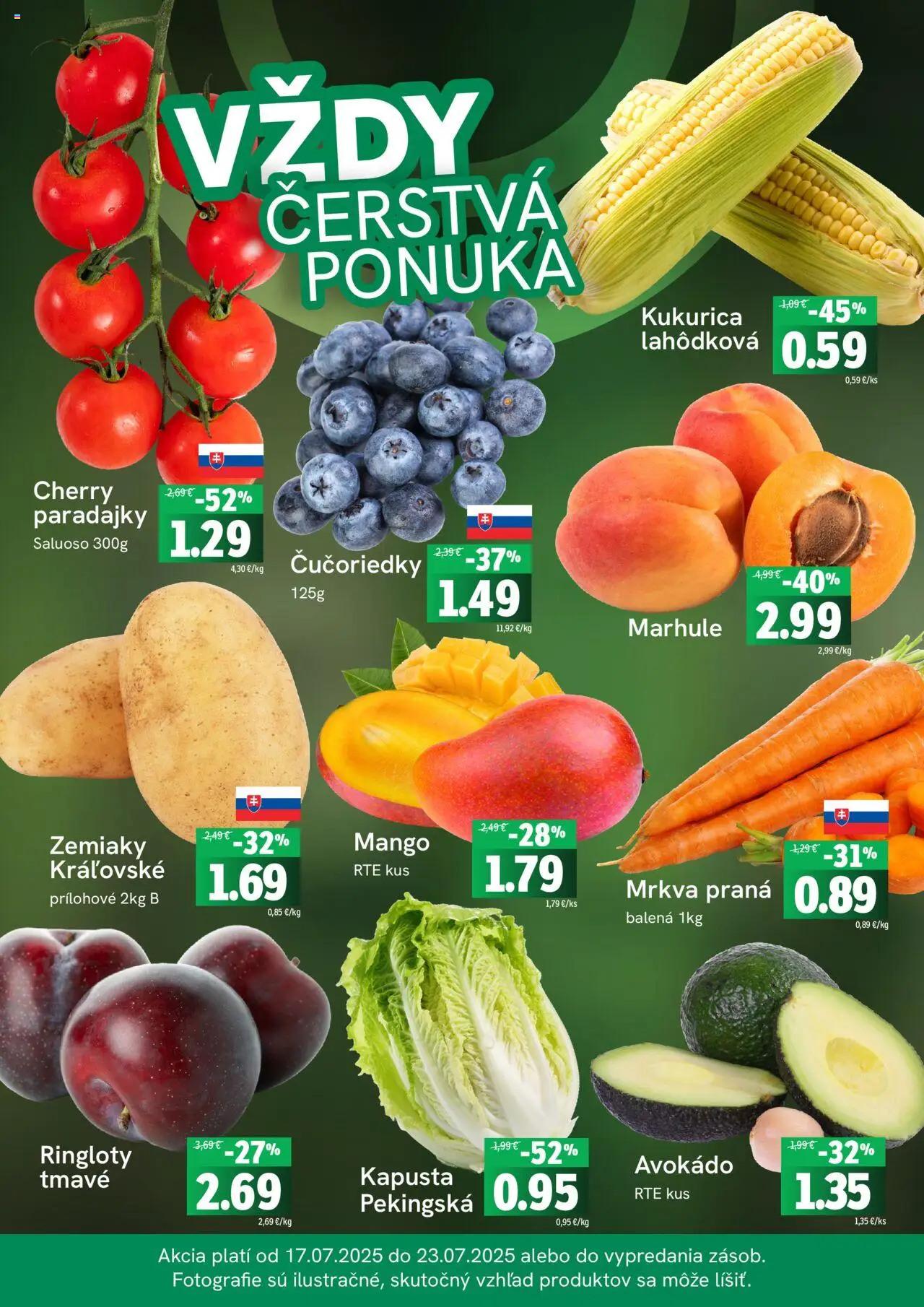 Fresh leták │ platný od 17.07.2025 | Strana: 3 | Produkty: Čučoriedky, Zemiaky, Kukurica, Marhule
