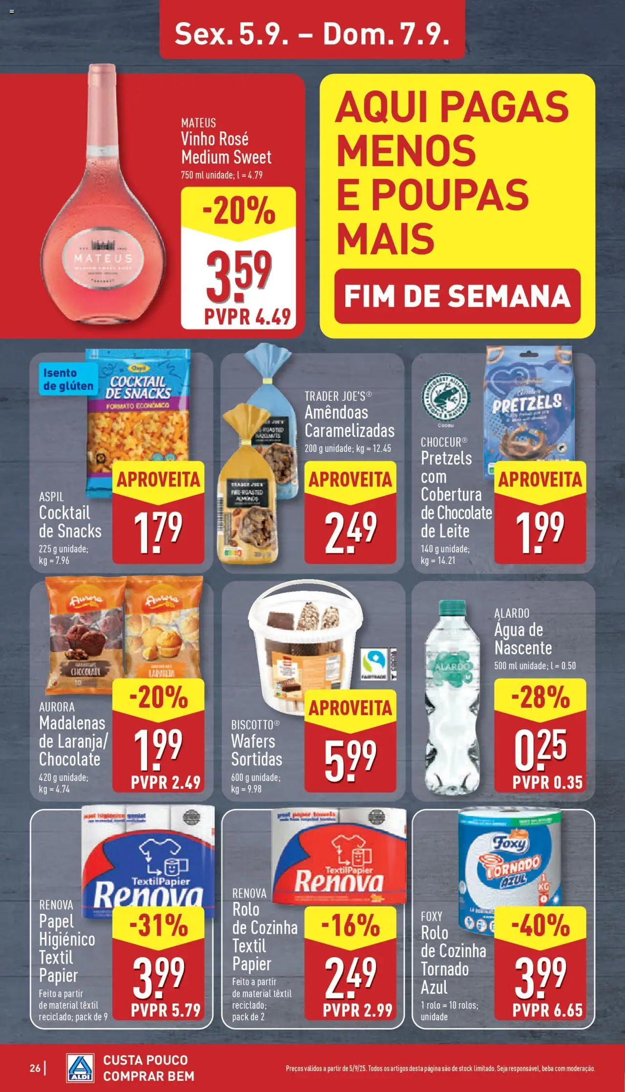 Aldi folheto │ válido de 01.09.2025 | Página: 26 | Produtos: Agua, Amêndoas, Leite, Vinho