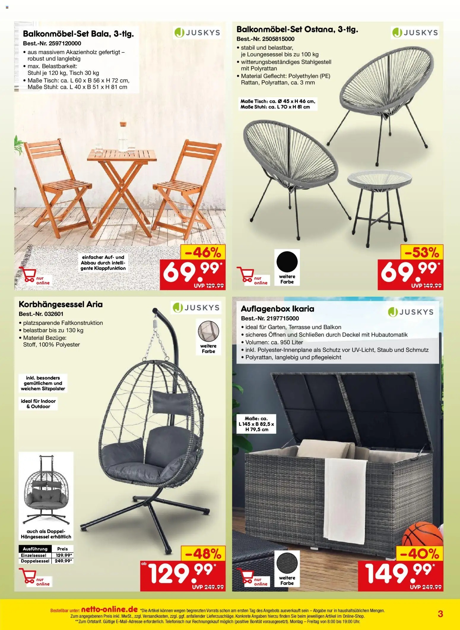 Netto Marken-Discount Online-Angebote März – gültig ab 01.03.2026 | Seite: 3 | Produkte: Tisch, Stuhl