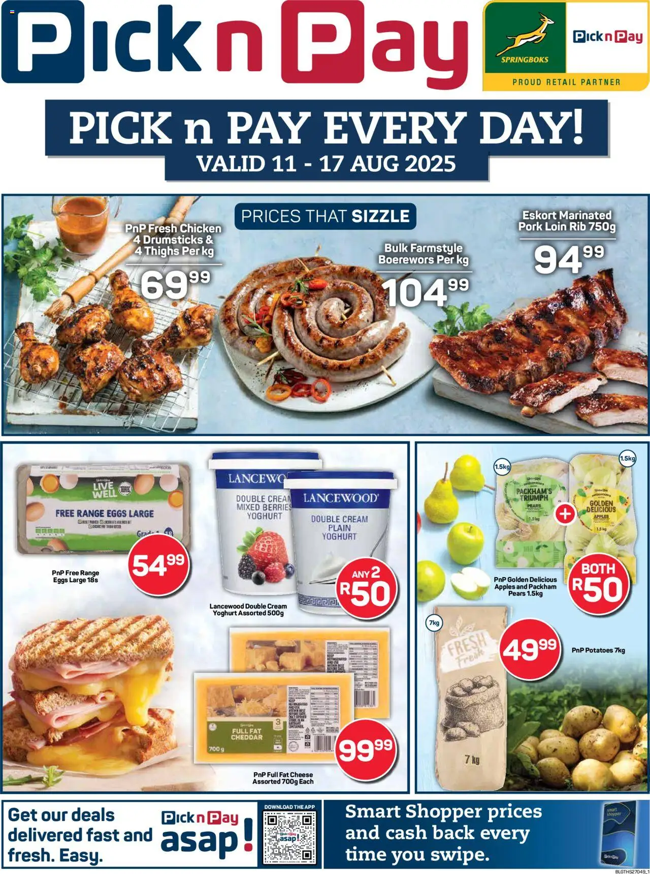 Pick n Pay Inland provinces - Weekly Specials │ valid from 11.08.2025 | Page: 1 | Products: Yoghurt, Chicken, Cream, Potatoes
