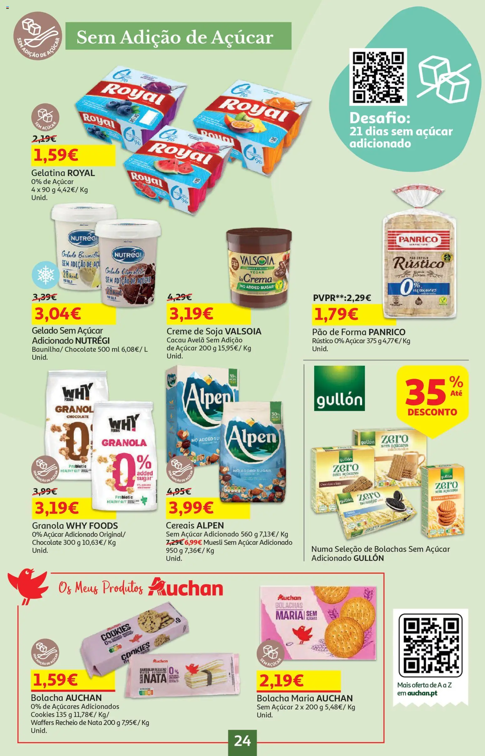 Auchan - Preços Redondos │ válido de 13.01.2026 | Página: 24 | Produtos: Bolachas, Gelado, Pão, Açúcar