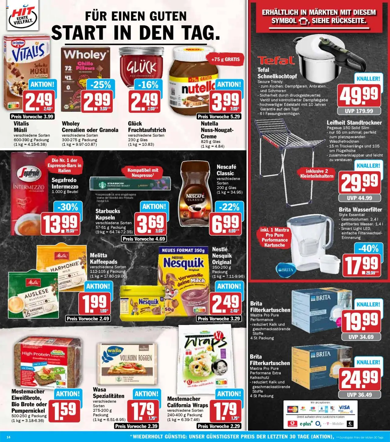 HIT - Bayern - gültig ab dem 11.08.2025 | Seite: 14 | Produkte: Melitta, Milch, Starbucks, Wasser