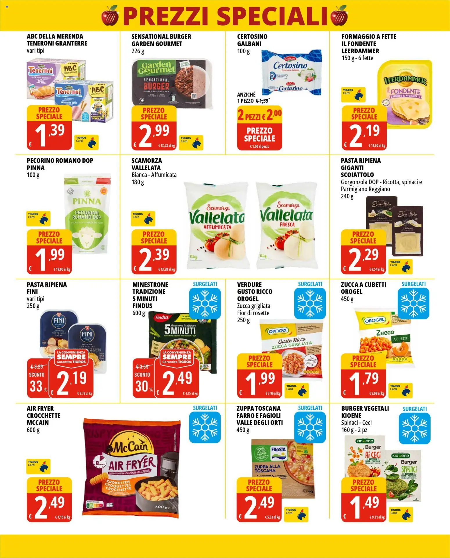 Volantino Tigros del 12.11.2025 | Pagina: 2 | Prodotti: Minestrone, Parmigiano reggiano, Pecorino Romano, Pecorino
