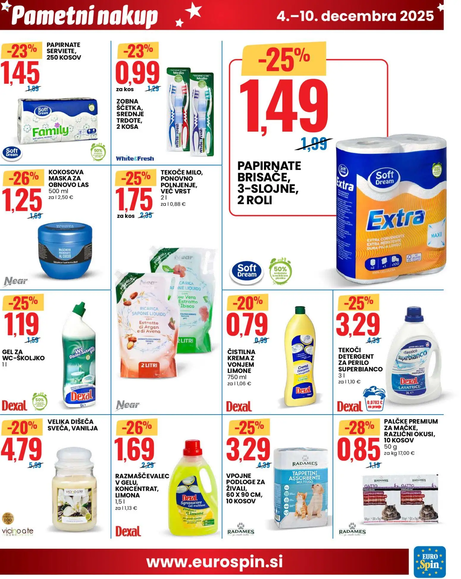 Novi Eurospin katalog ponudbe – veljaven od 04.12.2025 | Stran: 9 | Izdelki: Kos, Krema, Maska, Detergent