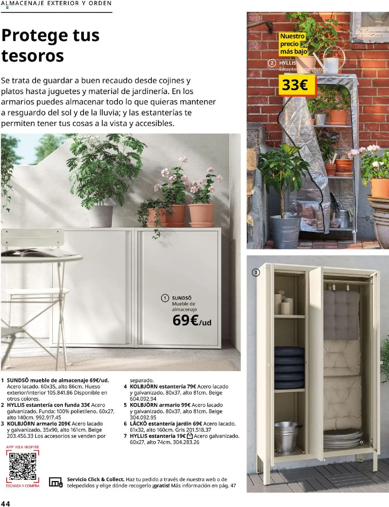 Catálogo IKEA Muebles de exterior │ válido desde el 04.02.2025 | Página: 44 | Productos: Funda, Almacenaje, Estante, Armario