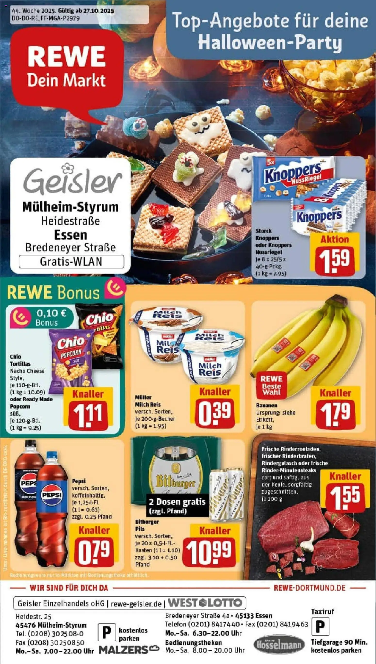 Rewe prospekt Mülheim An Der Ruhr	 – gültig ab 26.10.2025 | Seite: 1 | Produkte: Pils, Knoppers, Pepsi, Telefon