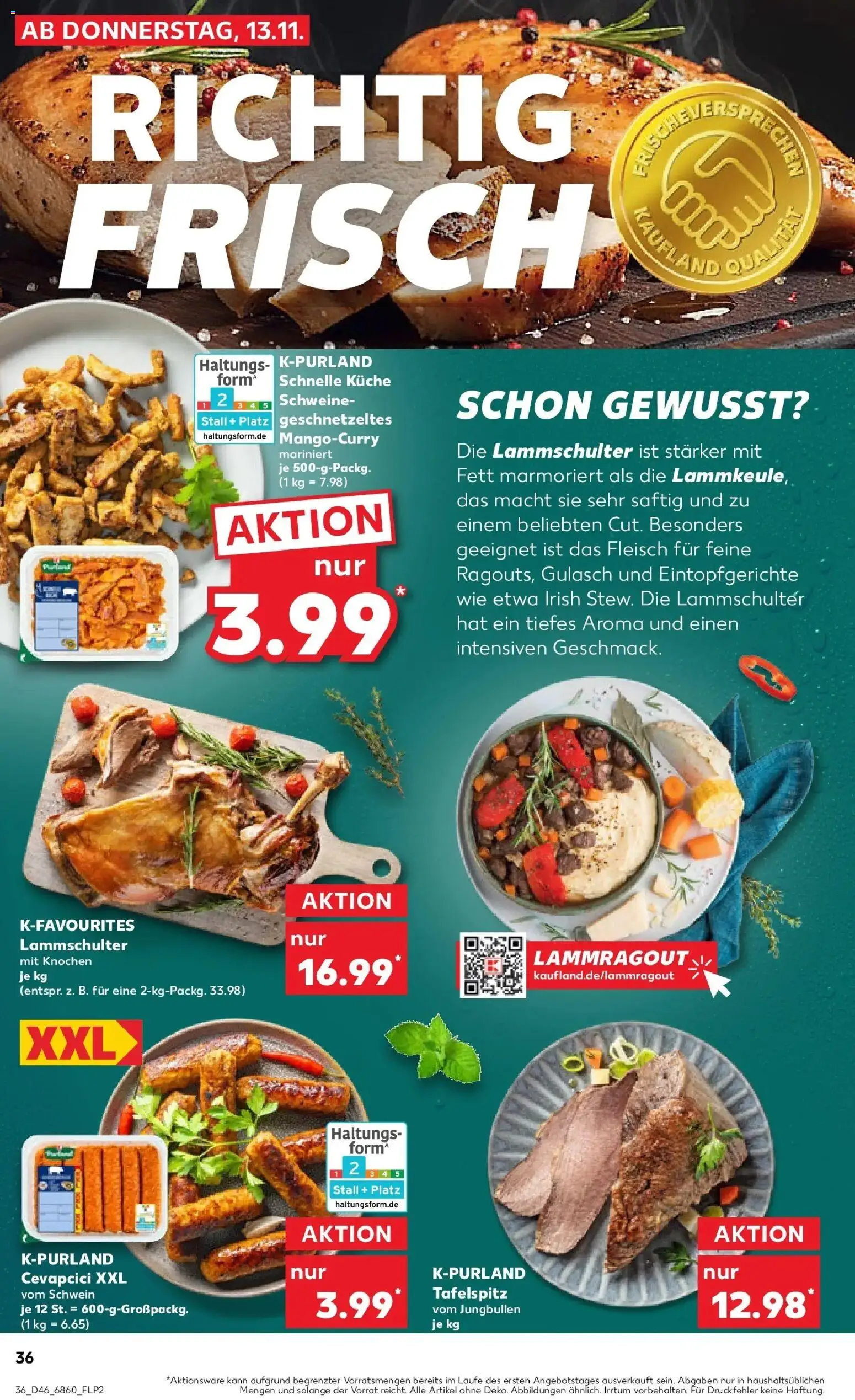 Kaufland prospekt Bad Kreuznach	 – gültig ab 17.11.2025 | Seite: 36 | Produkte: Tafelspitz, Küche, Gulasch, Fleisch