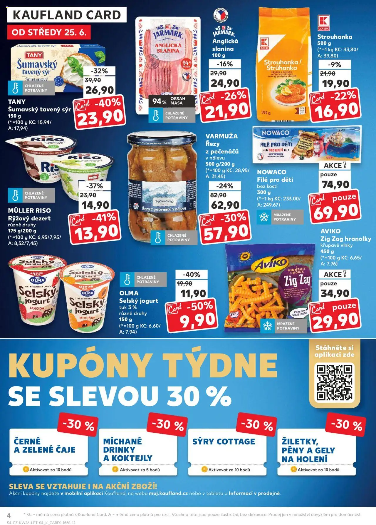 Kaufland leták od 25.06.2025 | Strana: 4 | Produkty: Sýr, Jogurt, Anglická slanina, Potraviny
