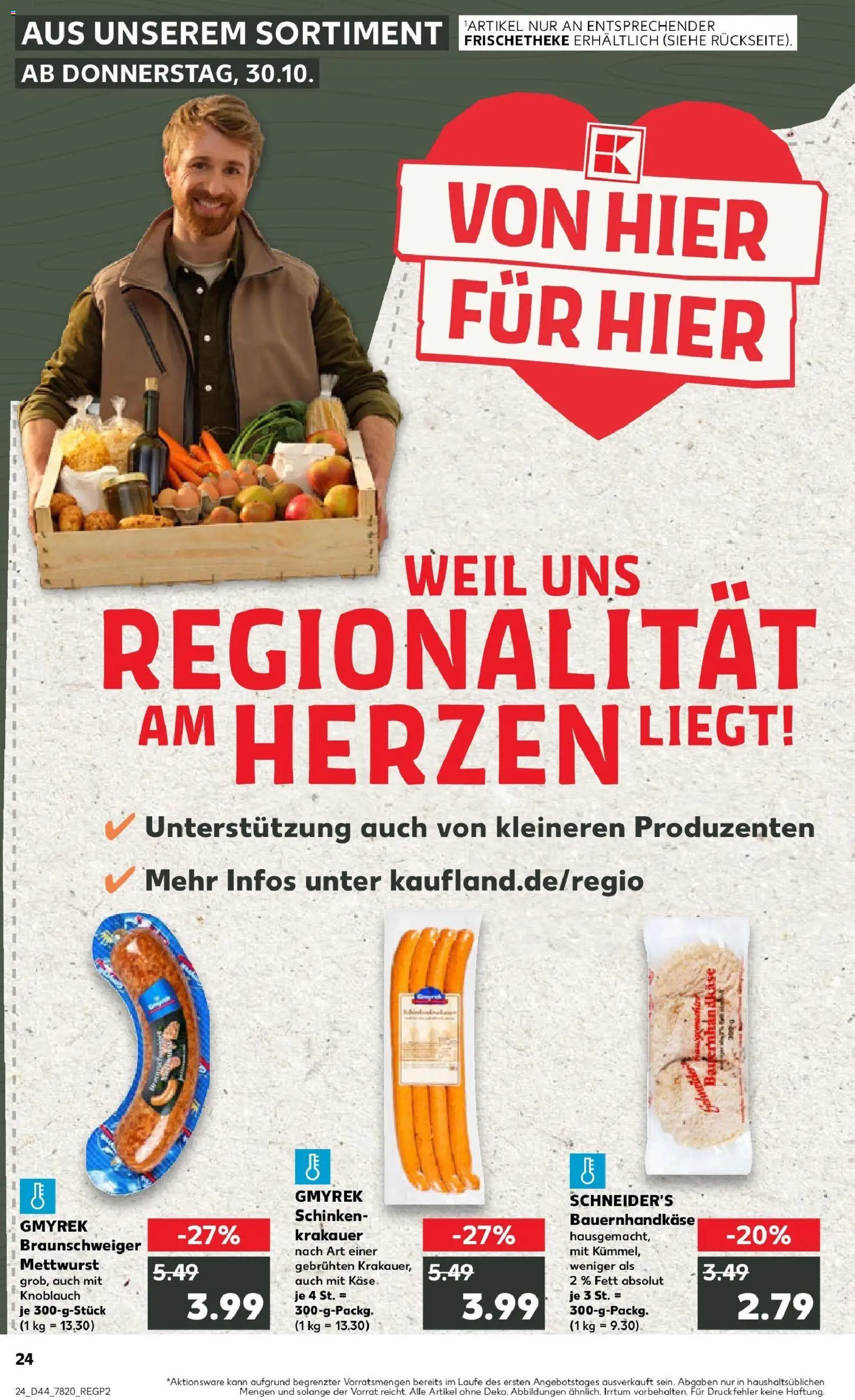 Kaufland prospekt Alfeld (Leine)	 – gültig ab 30.10.2025 | Seite: 24 | Produkte: Käse, Knoblauch, Schinken