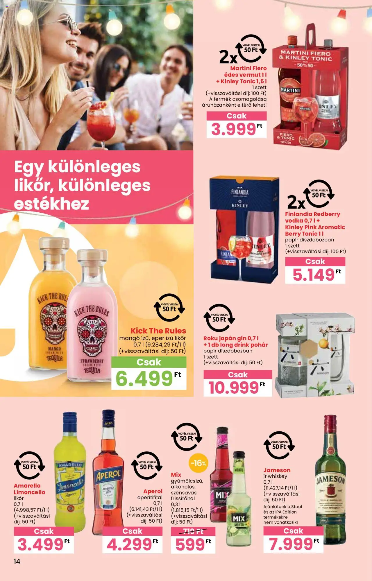 Interspar akciós ujság - amely érvényes a következő dátumtól: 05.06.2025 | Oldal: 14 | Termékek: Jameson, Gin, Likőr, Pohár