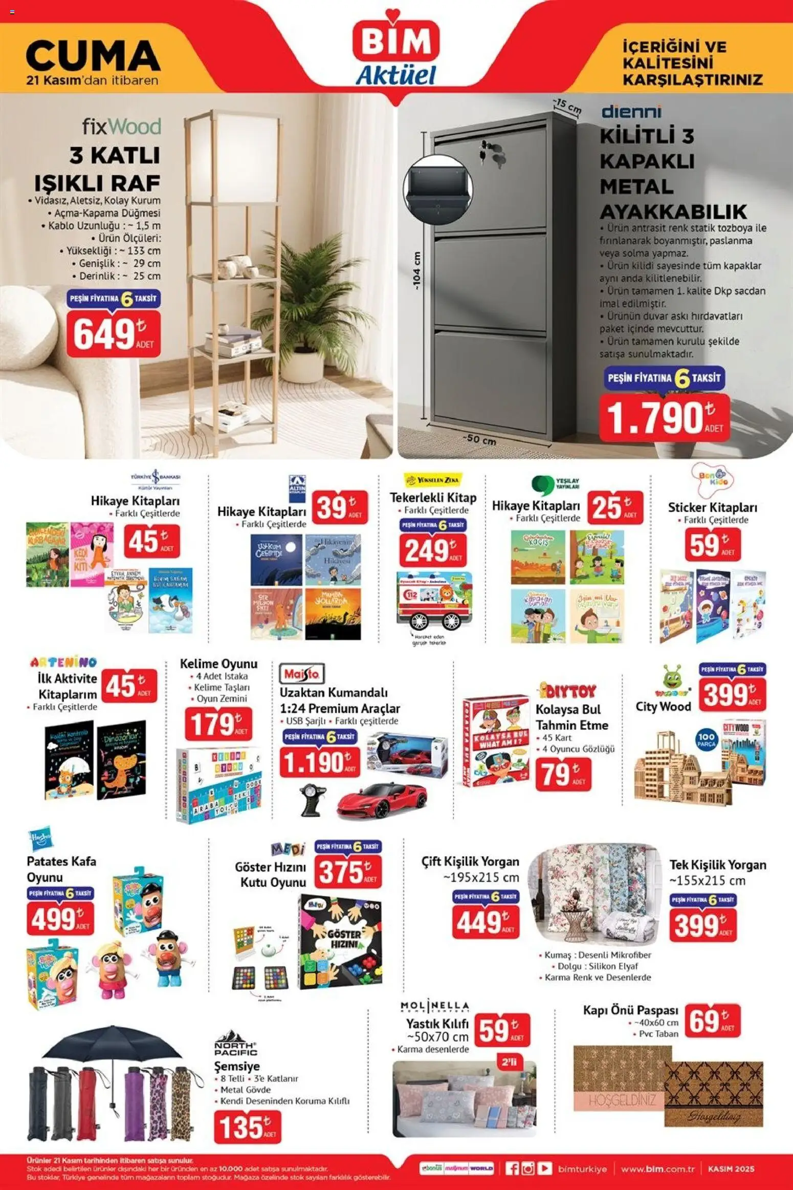 BİM Katalog Cuma - 21.11.2025 tarihinden itibaren geçerlidir | Sayfa: 4 | Ürünler: Askı, Raf, Yastık kılıfı, USB