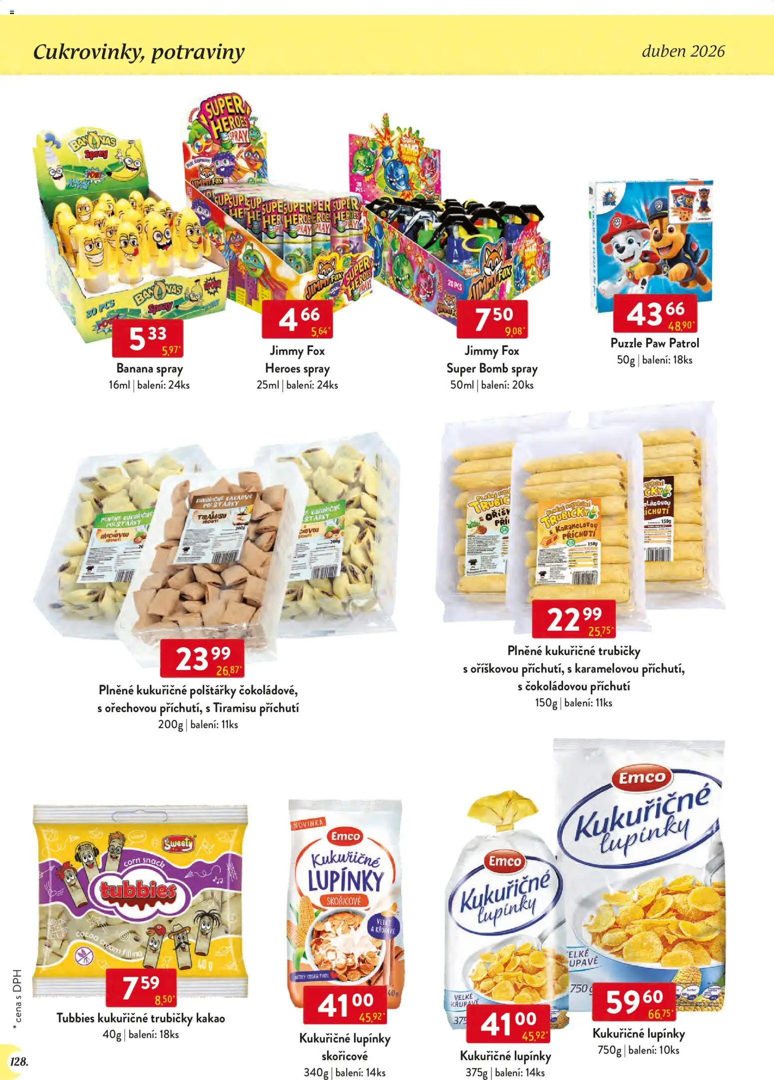 Astur & Qanto leták - Velkoobchod 04/2026 od 01.04.2026 | Strana: 128 | Produkty: Kukuřičné lupínky, Puzzle, Potraviny, Kakao