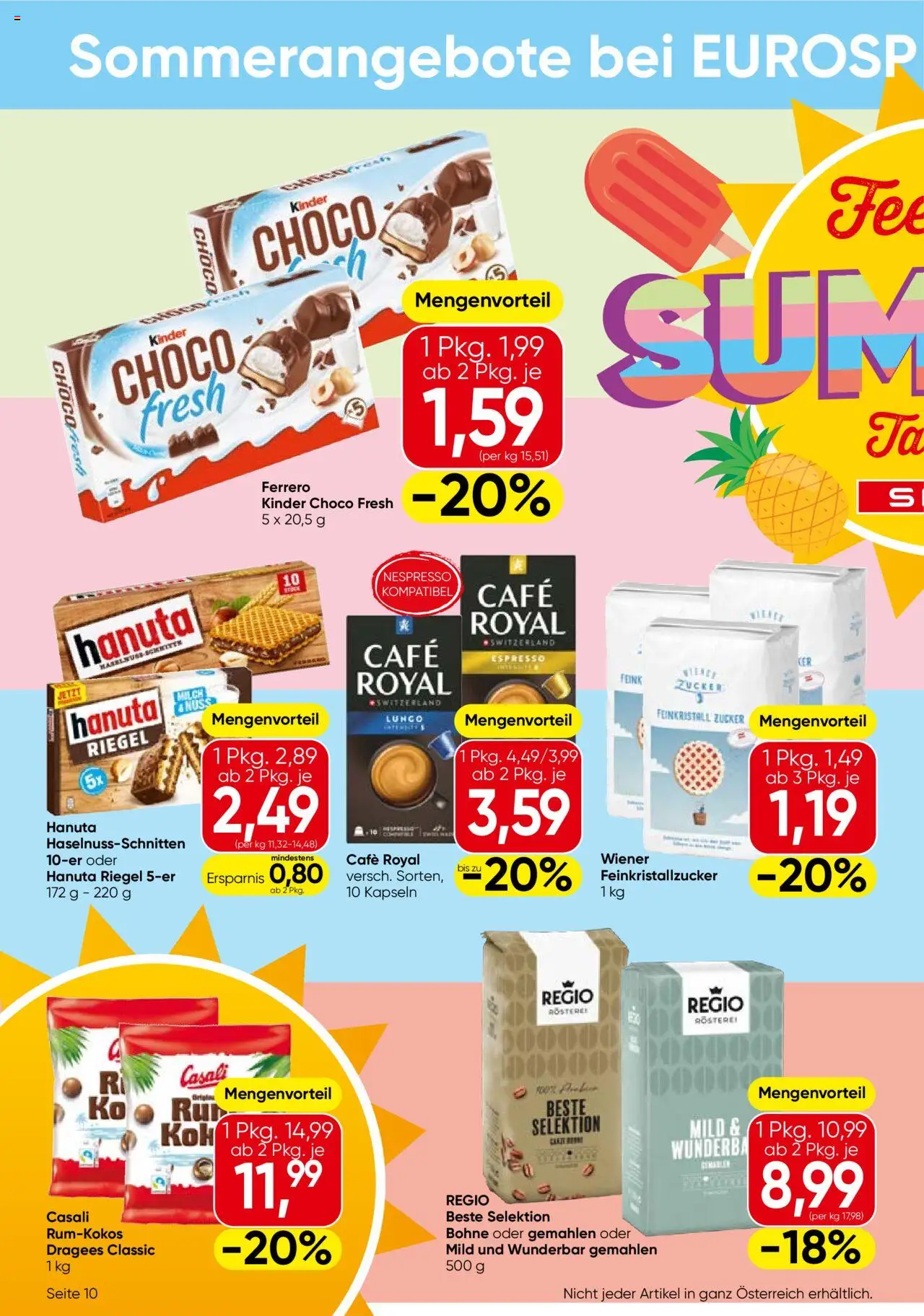 Eurospar Flugblatt gültig ab 14.08.2025 | Seite: 10 | Produkte: Zucker, Milch
