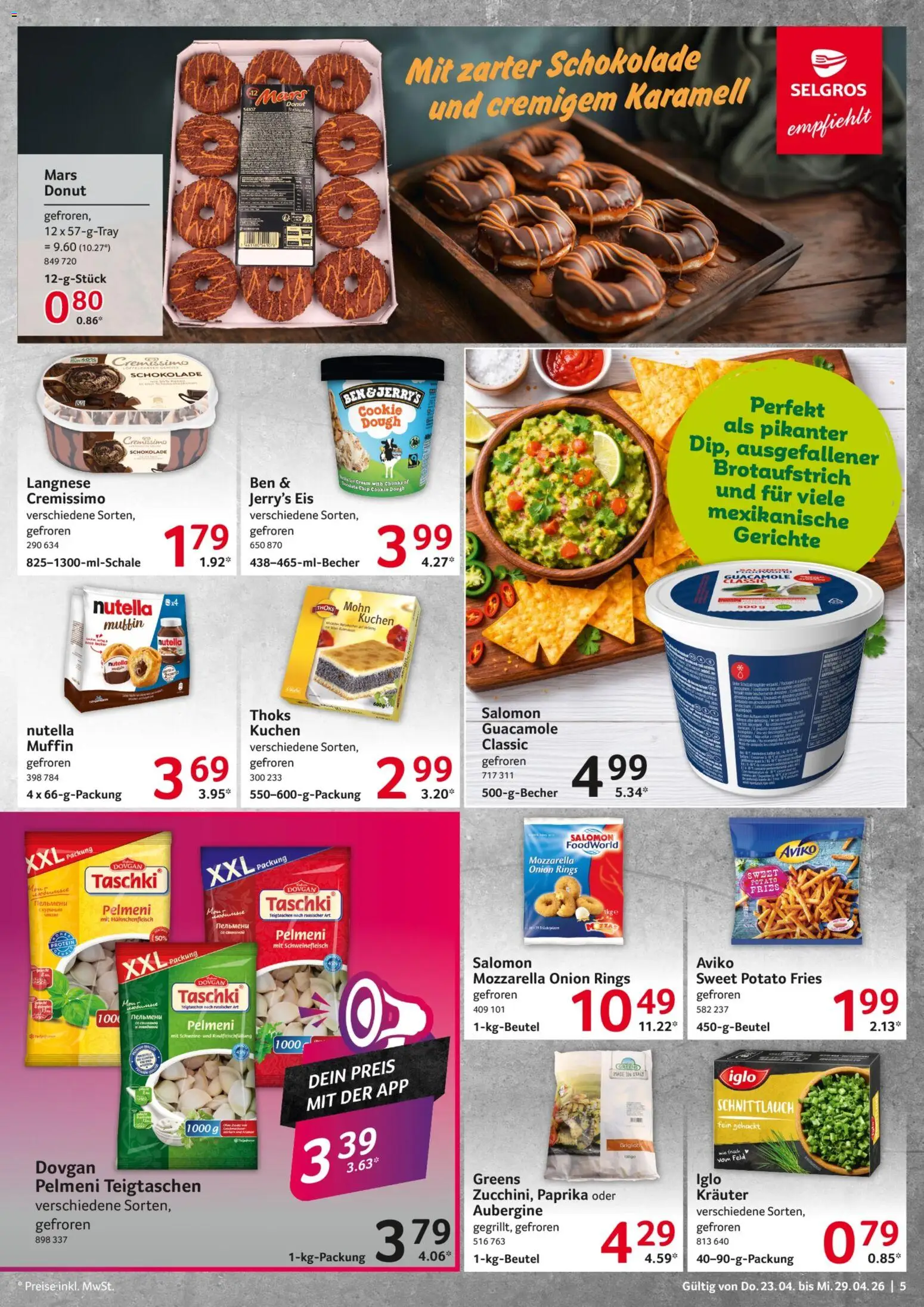 Selgros Prospekt 	 – gültig ab 23.04.2026 | Seite: 5 | Produkte: Mozzarella, Iglo, Paprika, Aubergine