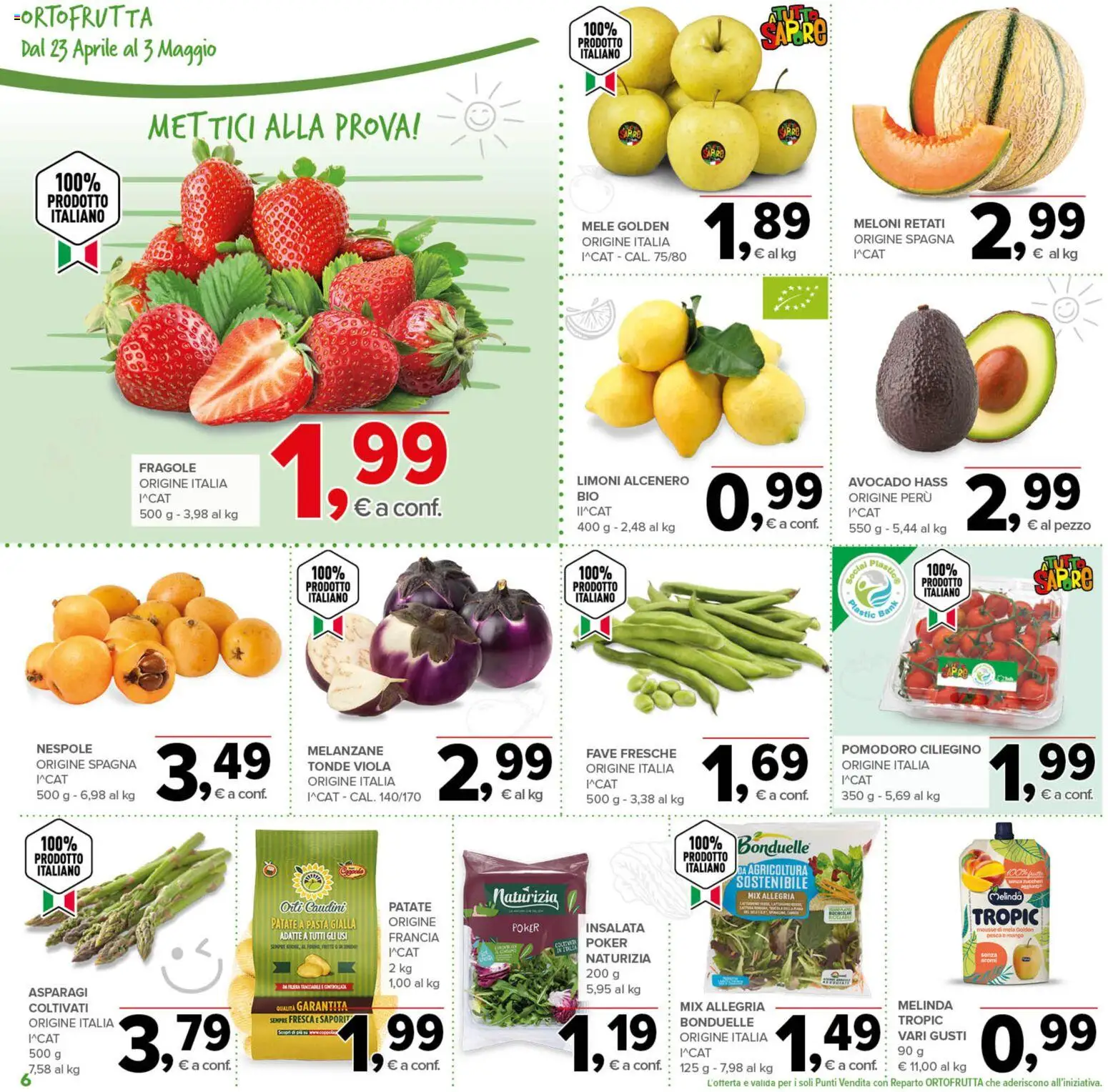 Volantino Todis del 23.04.2026 | Pagina: 6 | Prodotti: Fragole, Insalata, Pasta, Astice
