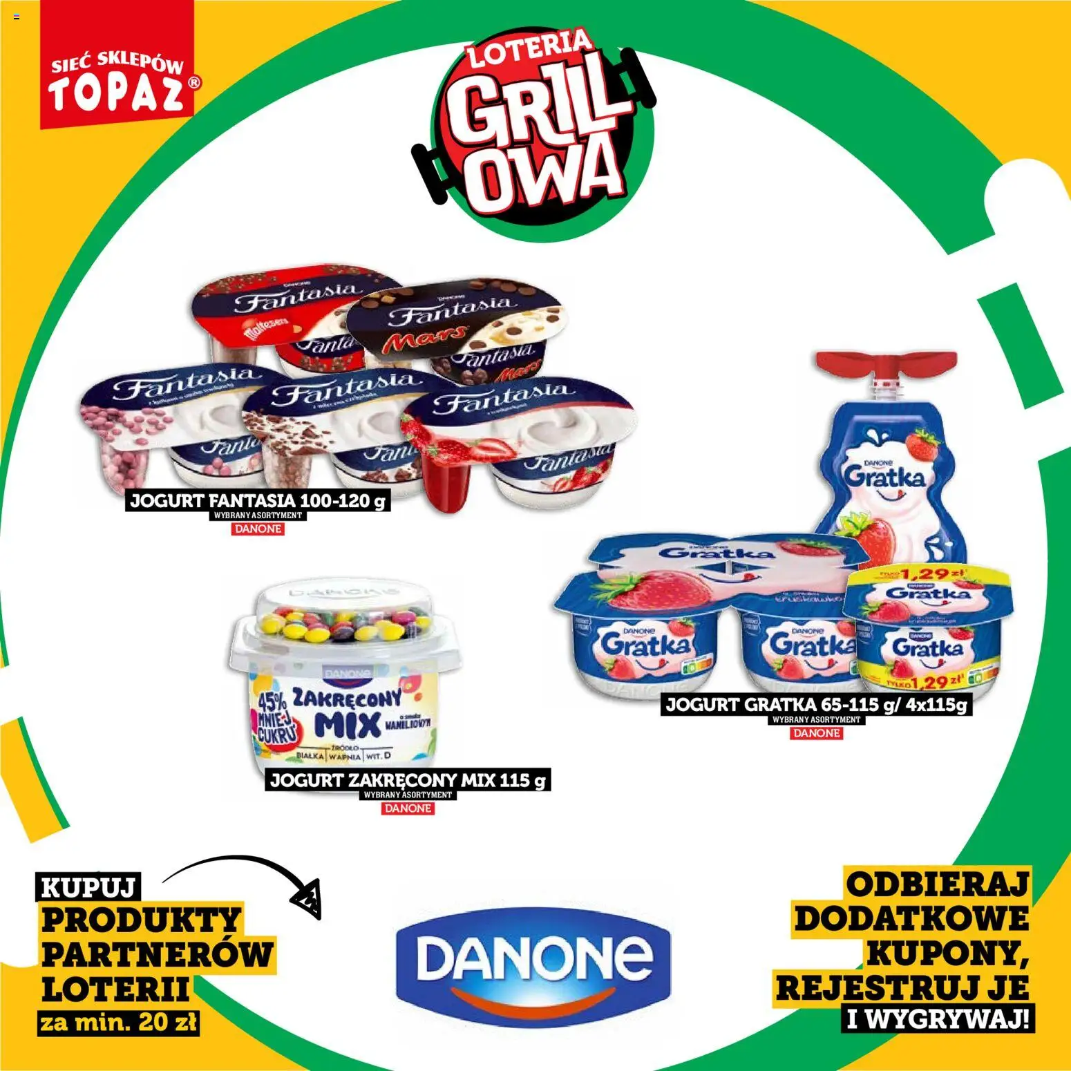 Topaz gazetka - Kupuj, Grilluj I Wygrywaj od 20.04.2026 | Strona: 12 | Produkty: Grill, Jogurt