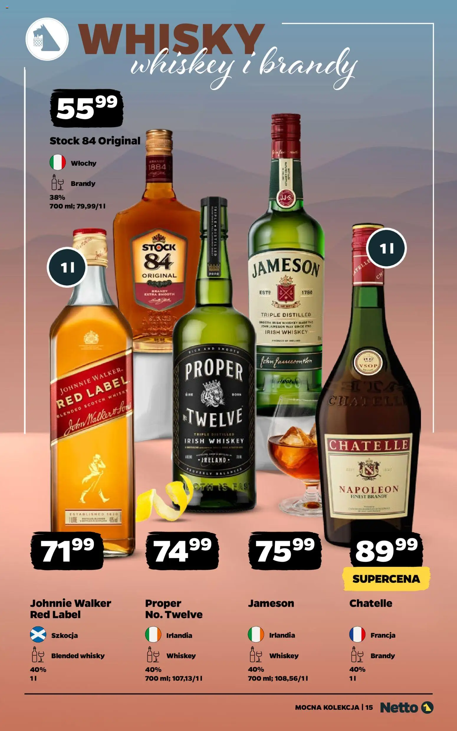 Netto gazetka - Alkohole mocne od 05.01.2026 | Strona: 15 | Produkty: Jameson, Red label, Whisky