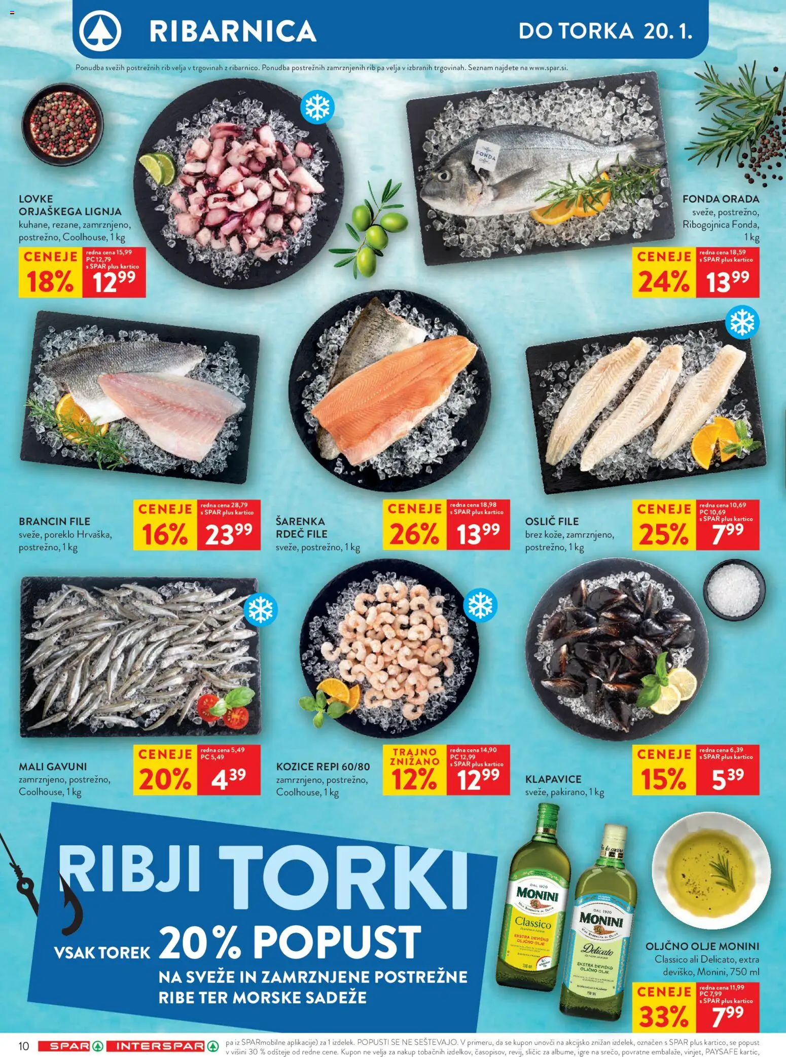 Novi Spar katalog ponudbe – veljaven od 14.01.2026 | Stran: 12 | Izdelki: Kozice, Oljčno olje, Klapavice, Olje