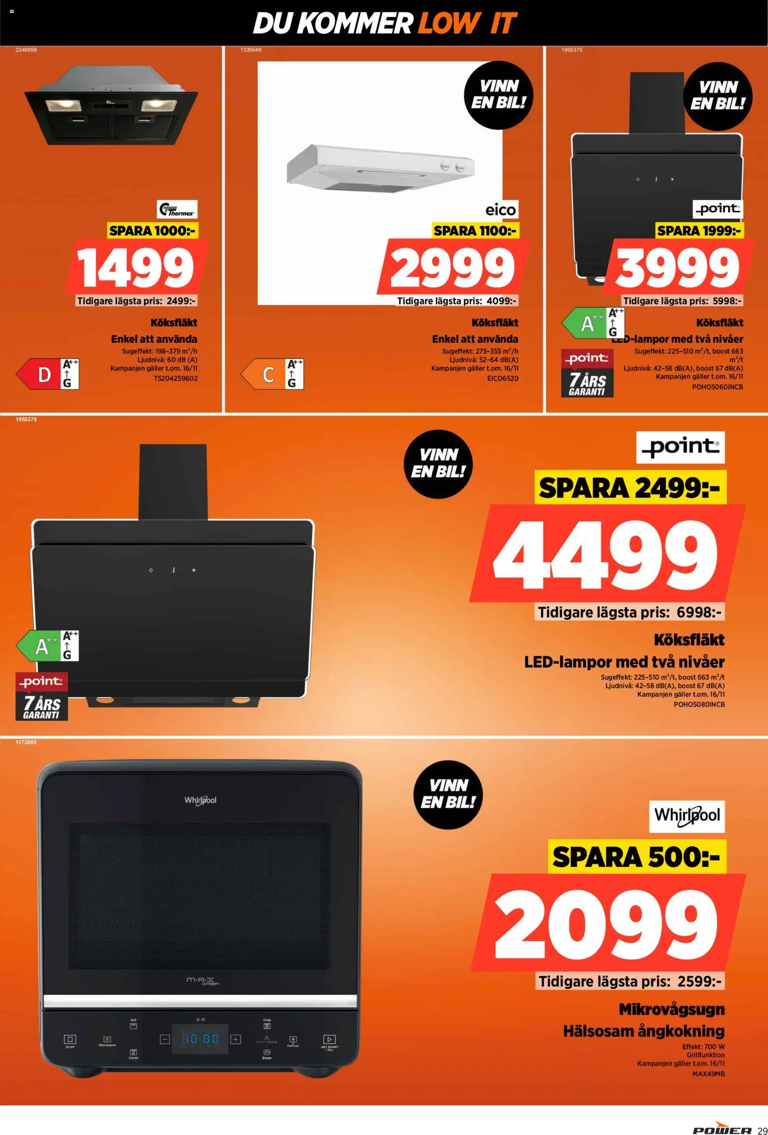 Power reklamblad aktuell från 27.10.2025 | Sida: 29 | Produkter: Köksfläkt, Galler, Mikrovågsugn