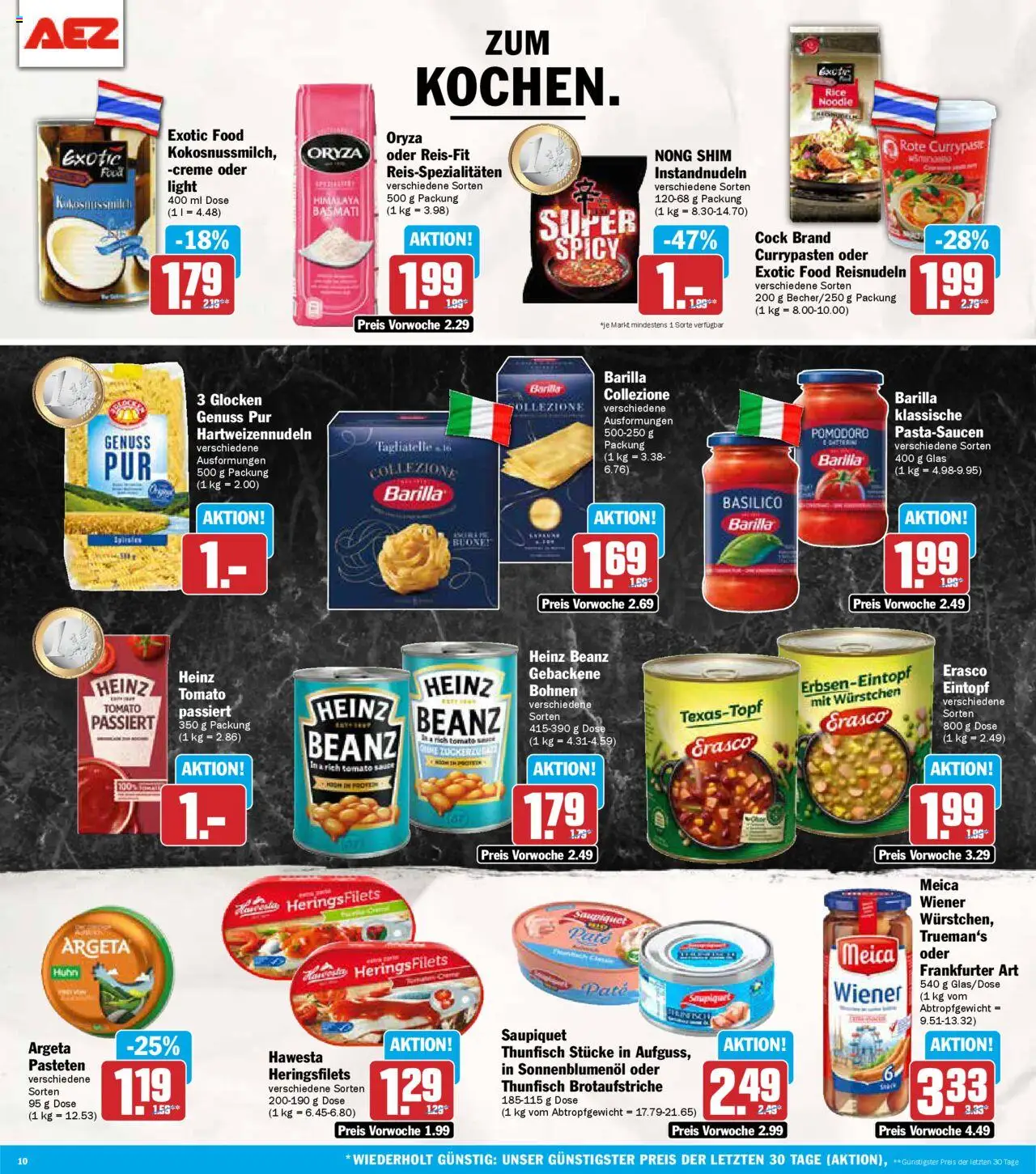 AEZ Prospekt 	 - gültig ab dem 18.08.2025 | Seite: 10 | Produkte: Barilla, Thunfisch, Sonnenblumenol, Erasco