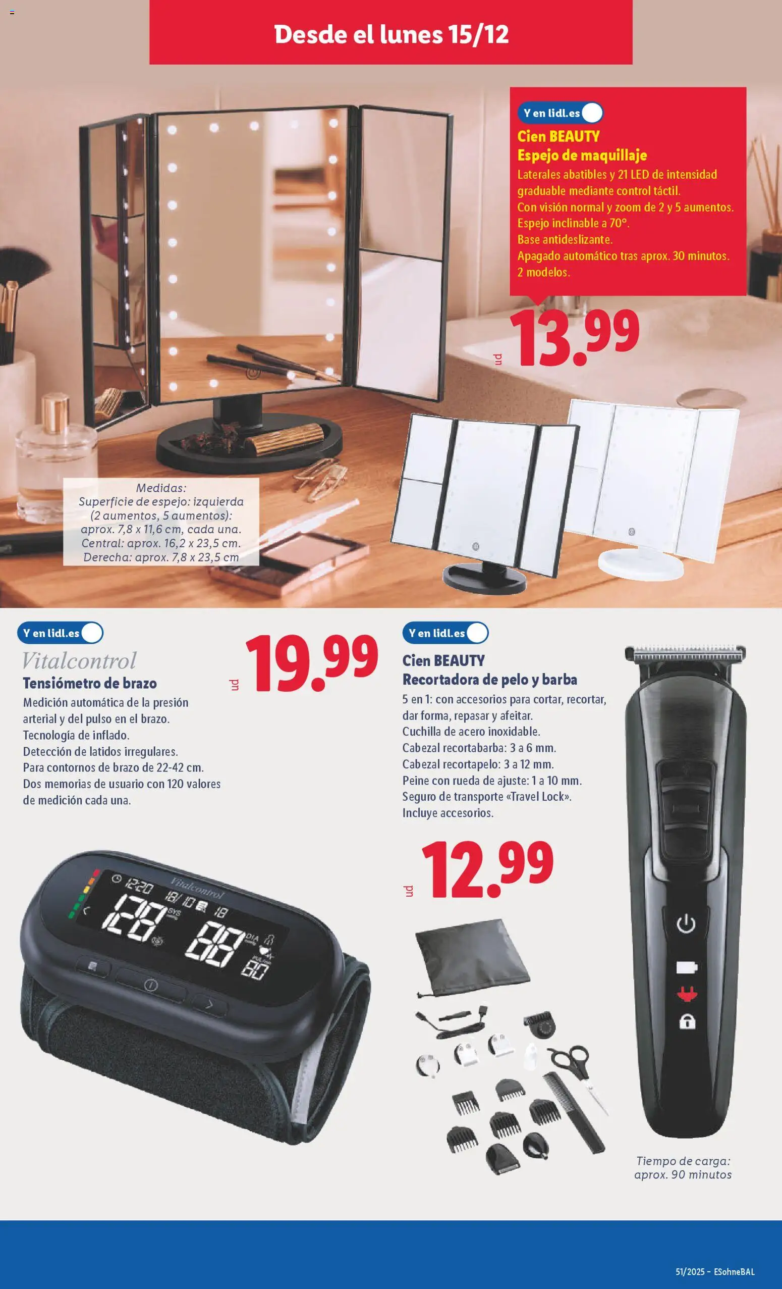 Lidl folleto de bazar │ válido desde el 15.12.2025 | Página: 9 | Productos: Maquillaje, Monitor, Espejo