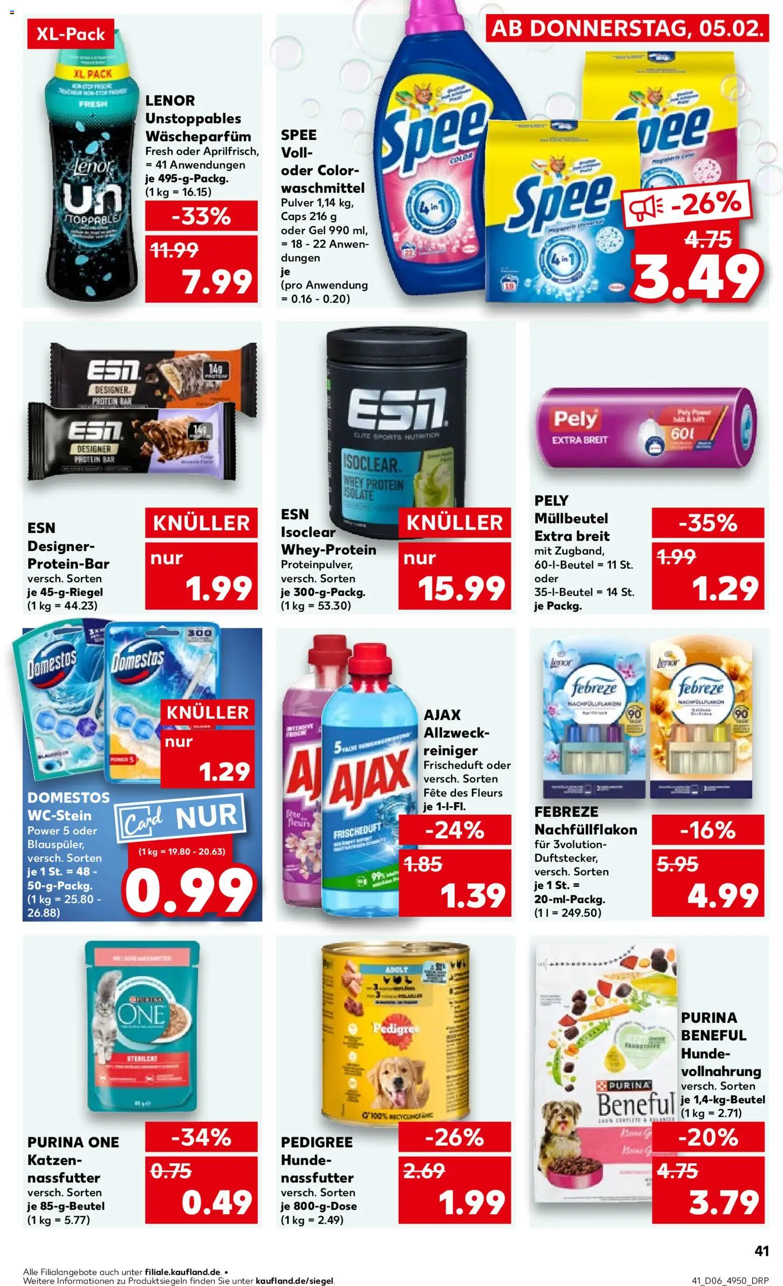 Kaufland prospekt Stuttgart	 – gültig ab 05.02.2026 | Seite: 41 | Produkte: Purina one, Spee, Waschmittel, Pedigree