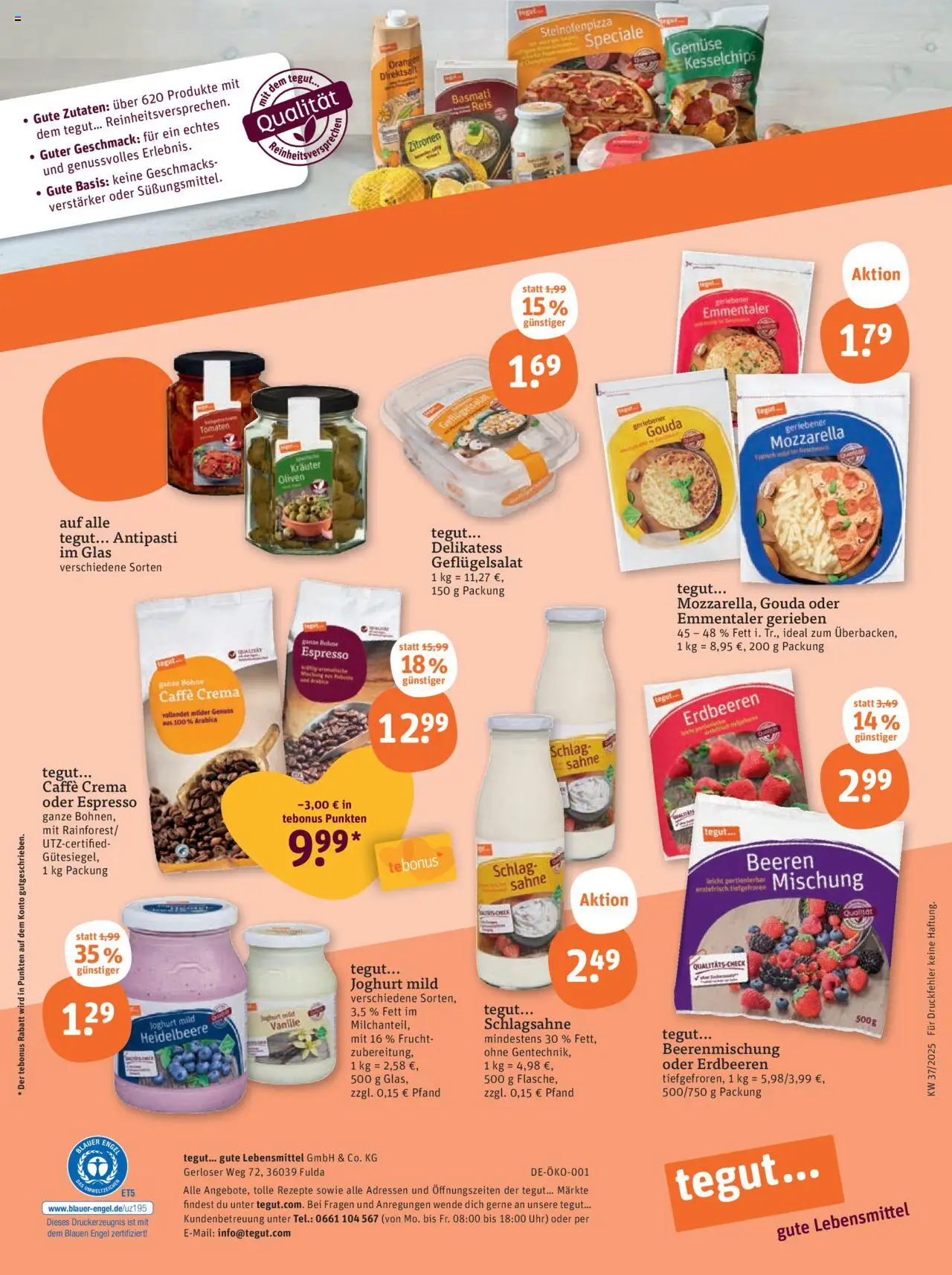 Tegut Prospekt – gültig ab 08.09.2025 | Seite: 23 | Produkte: Schlagsahne, Tomaten, Verstärker, Sahne