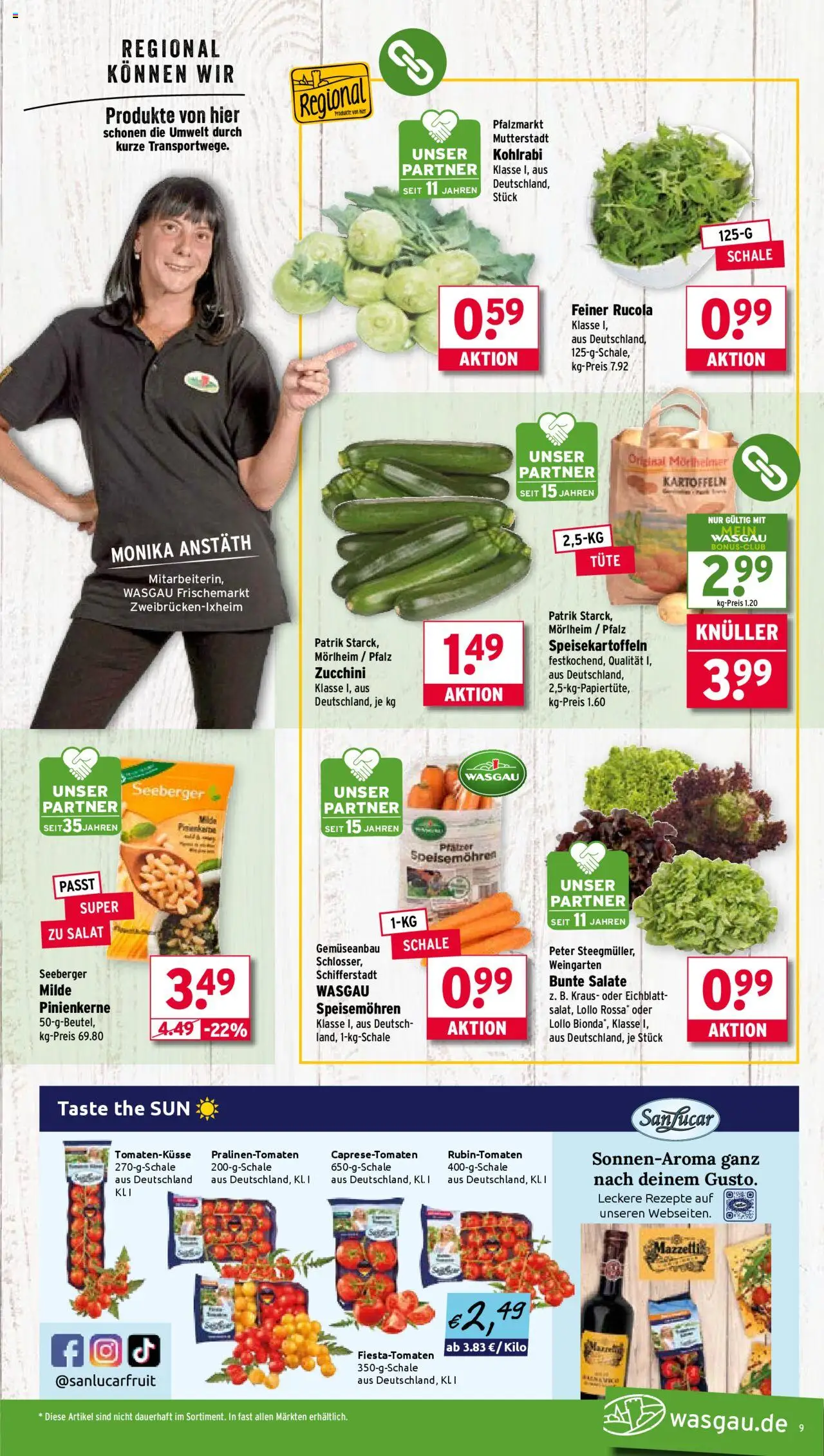 Wasgau Prospekt 	 - gültig ab dem 25.08.2025 | Seite: 9 | Produkte: Rucola, Kartoffeln, Zucchini, Salat