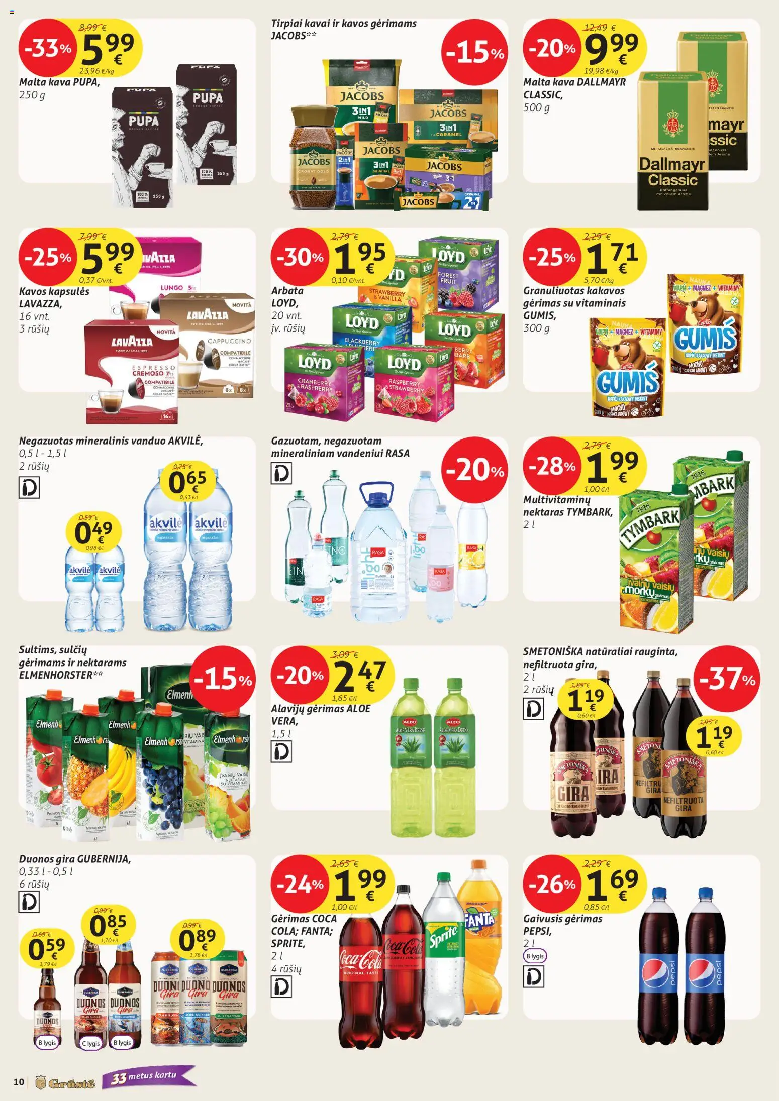 GRUSTE akcijos nuo 11.11.2025 | Puslapis: 10 | Prekių: Gaivusis gėrimas, Kava, Arbata, Mineralinis vanduo