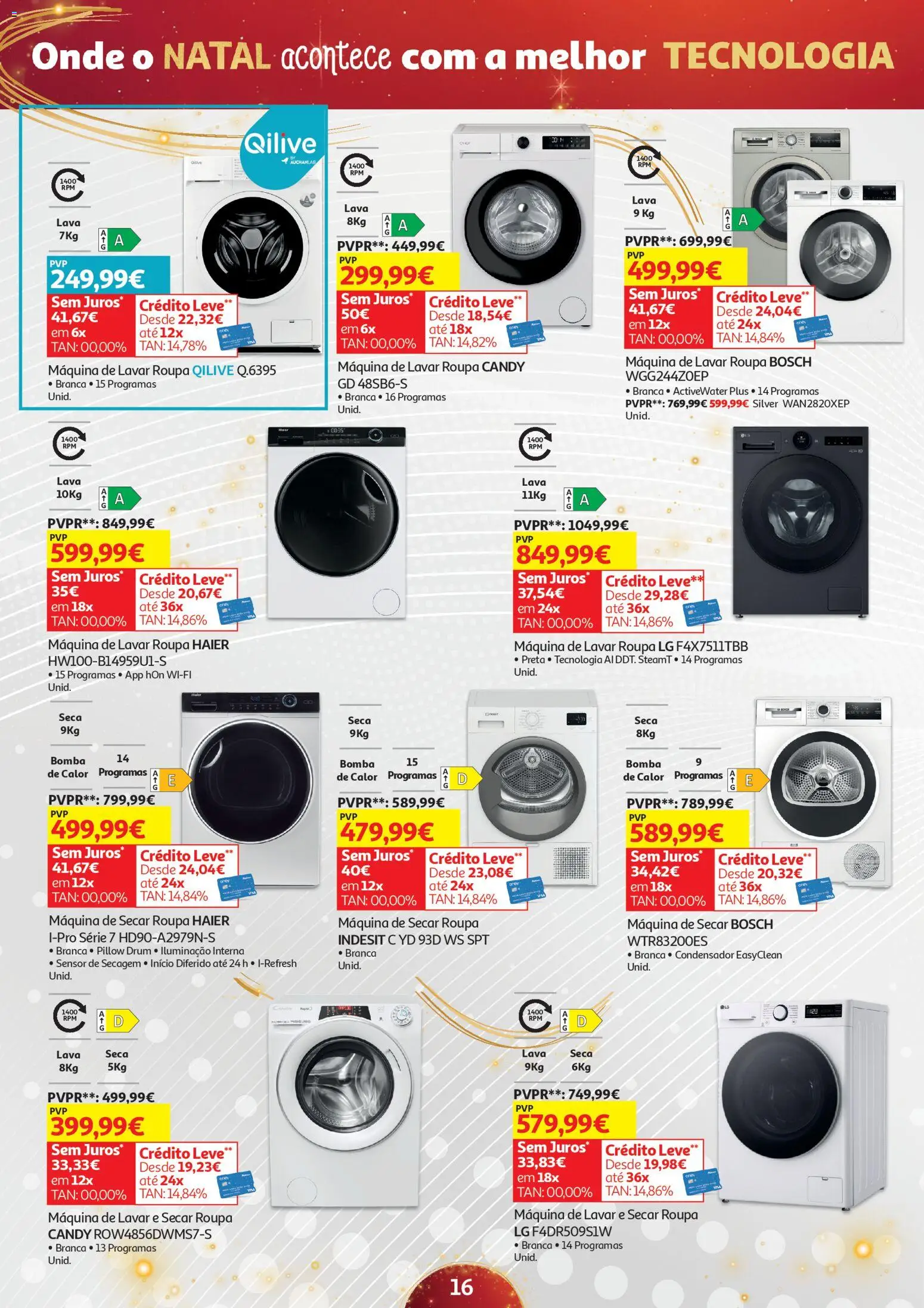 Auchan - Onde o Natal acontece com a melhor tecnologia │ válido de 21.11.2025 | Página: 16 | Produtos: Máquina de lavar