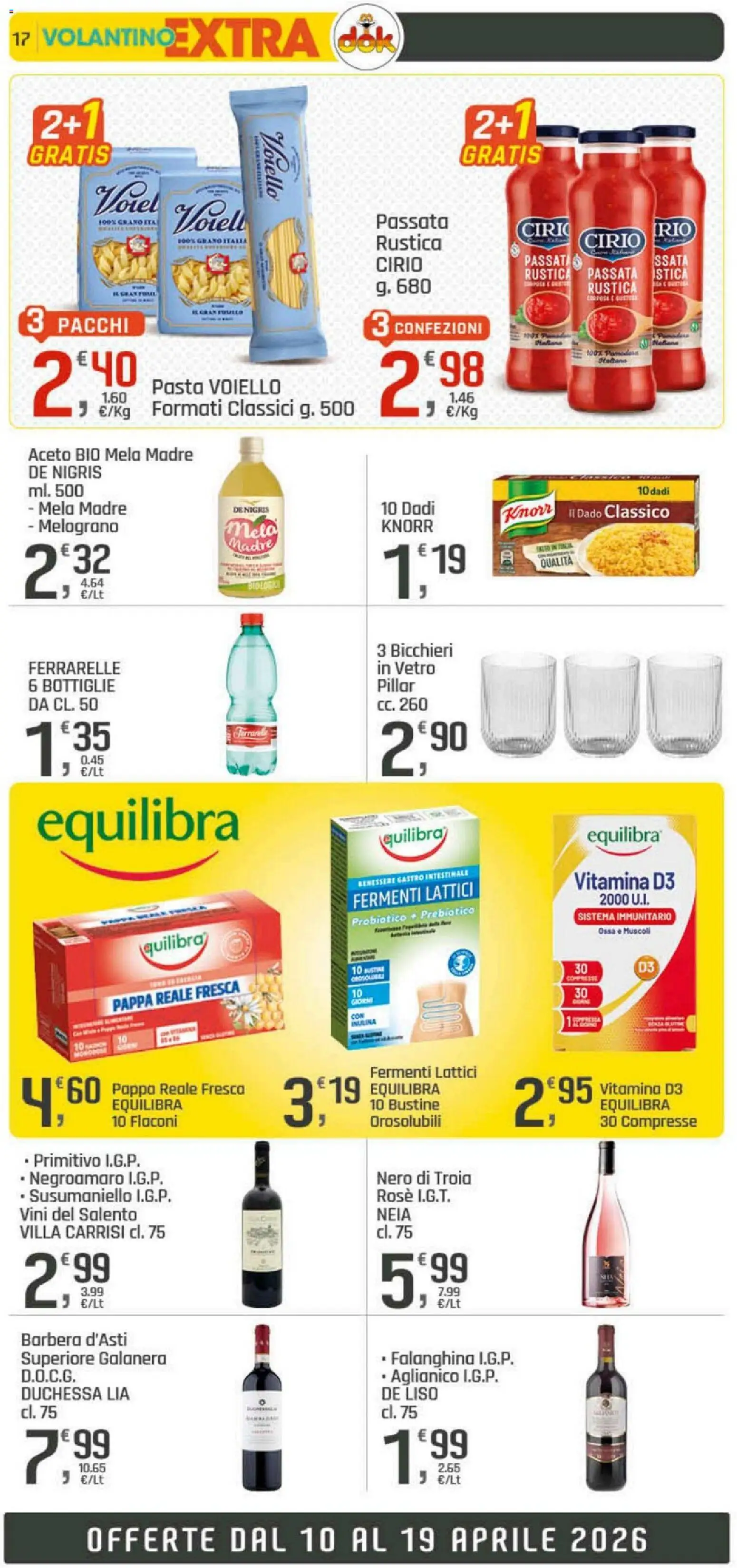 Volantino DOK del 10.04.2026 | Pagina: 17 | Prodotti: Pasta, Aceto, Ferrarelle