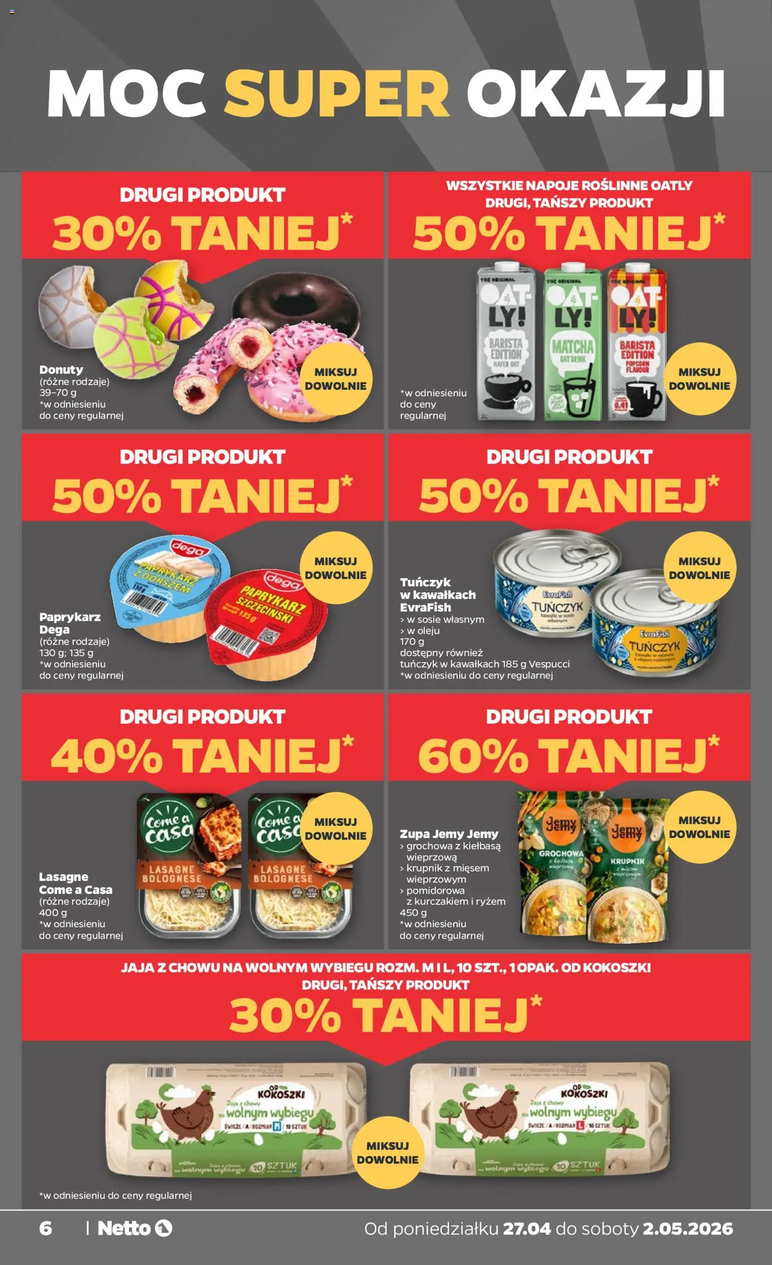 Netto gazetka od poniedziałku spożywcza od 27.04.2026 | Strona: 6 | Produkty: Kiełbasa, Paprykarz, Zupa, Lasagne bolognese