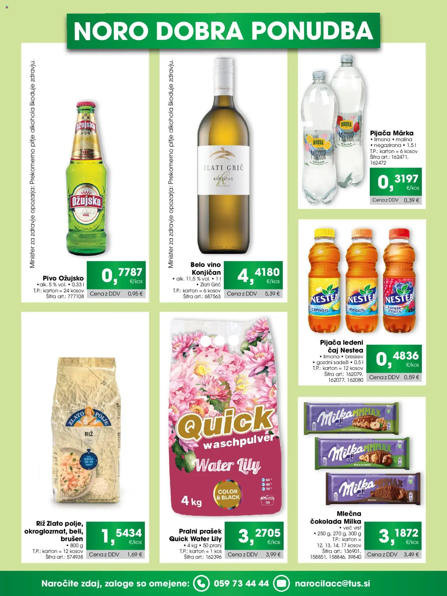 Novi Tuš katalog ponudbe – veljaven od 20.01.2026 | Stran: 2 | Izdelki: Ledeni čaj, Cokolada, Riz, Caj
