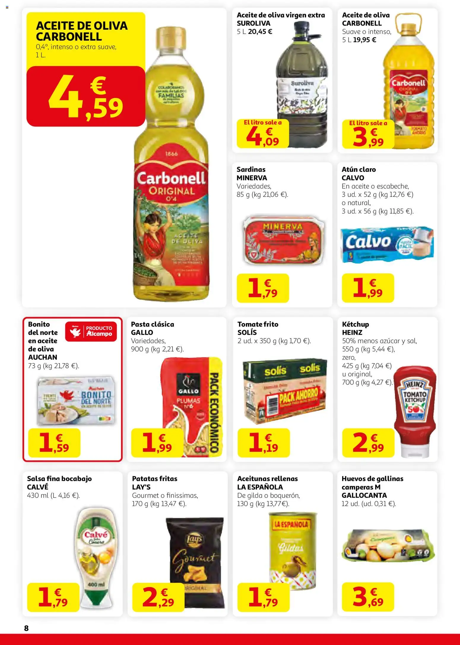 Alcampo - folleto │ válido desde el 29.01.2026 | Página: 8 | Productos: Huevos, Aceite, Pasta, Aceite de oliva
