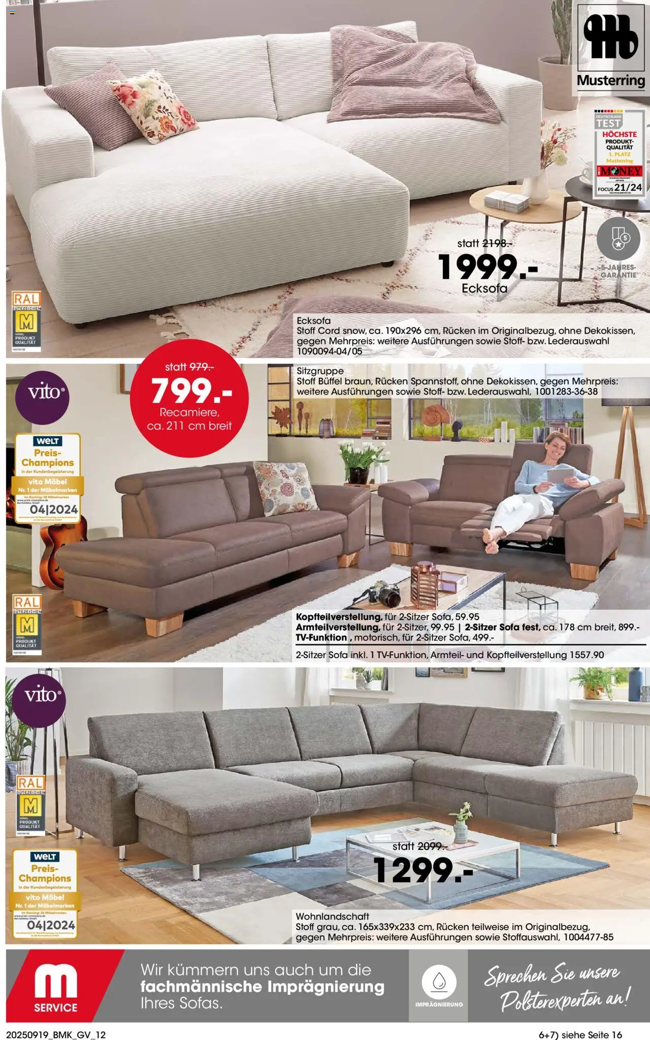 Möbel Martin Prospekt  Küchenmesse 	 – gültig ab 19.09.2025 | Seite: 12 | Produkte: Wohnlandschaft, Ecksofa, Sofa