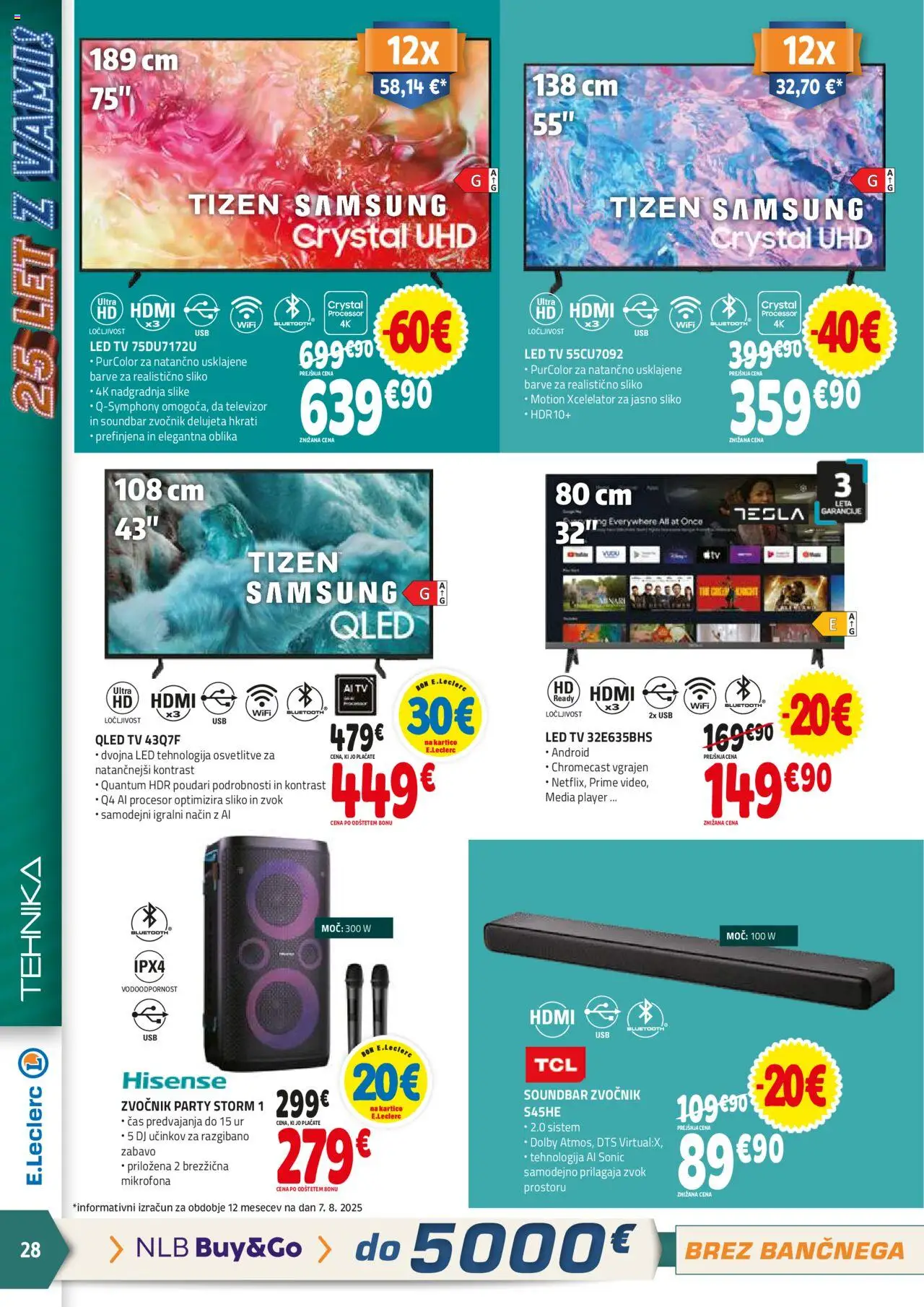 E.leclerc katalog │ velja od 20.08.2025 | Stran: 28 | Izdelki: Televizor, Zvocnik, Usb, Led tv