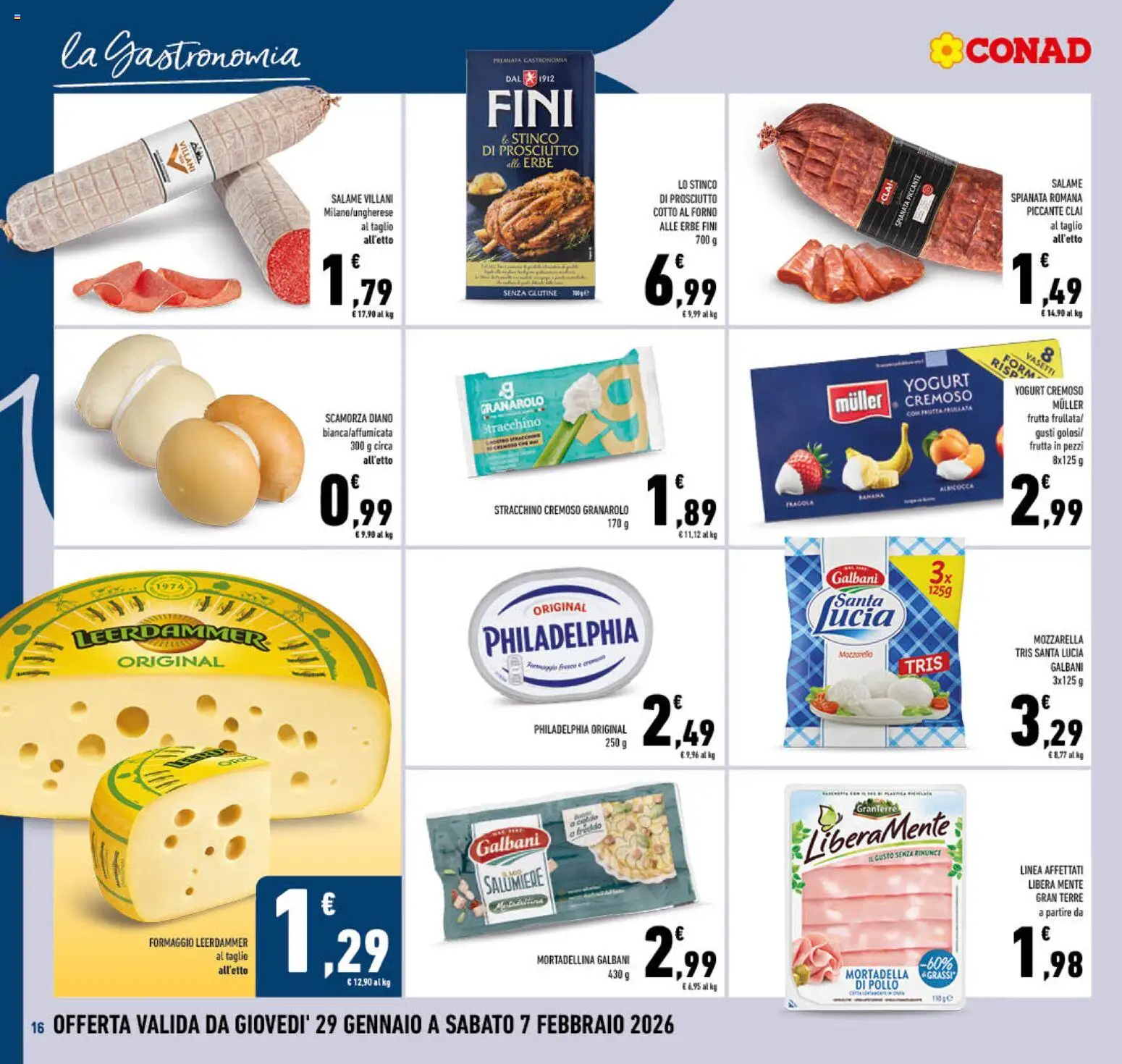 Volantino Conad del 29.01.2026 | Pagina: 16 | Prodotti: Salame, Pollo, Frutta, Prosciutto