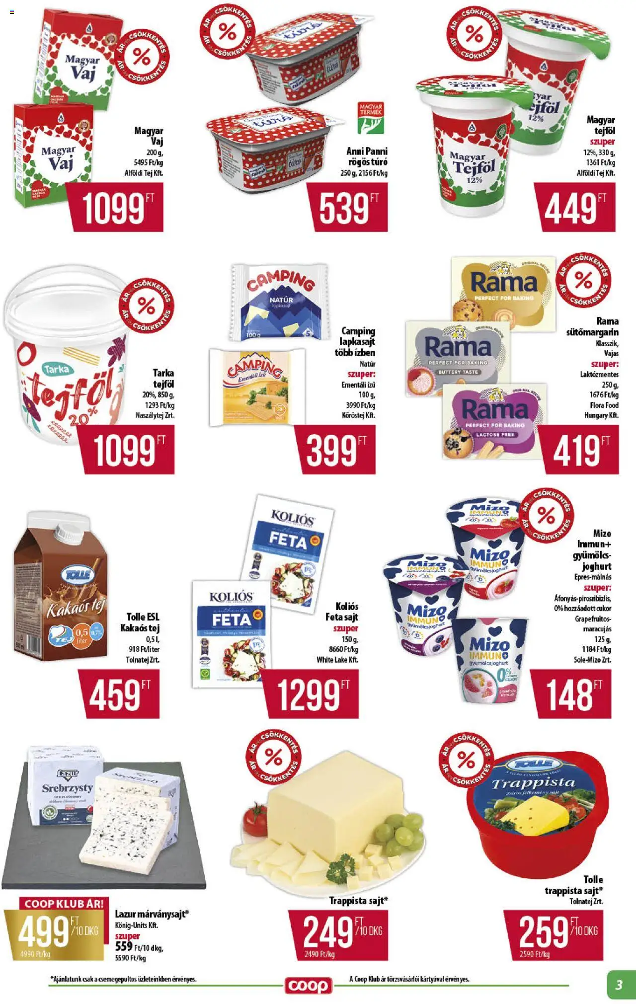 COOP akciós ujság - amely érvényes a következő dátumtól: 25.09.2025 | Oldal: 3 | Termékek: Feta sajt, Gyümölcs, Rama, Sajt