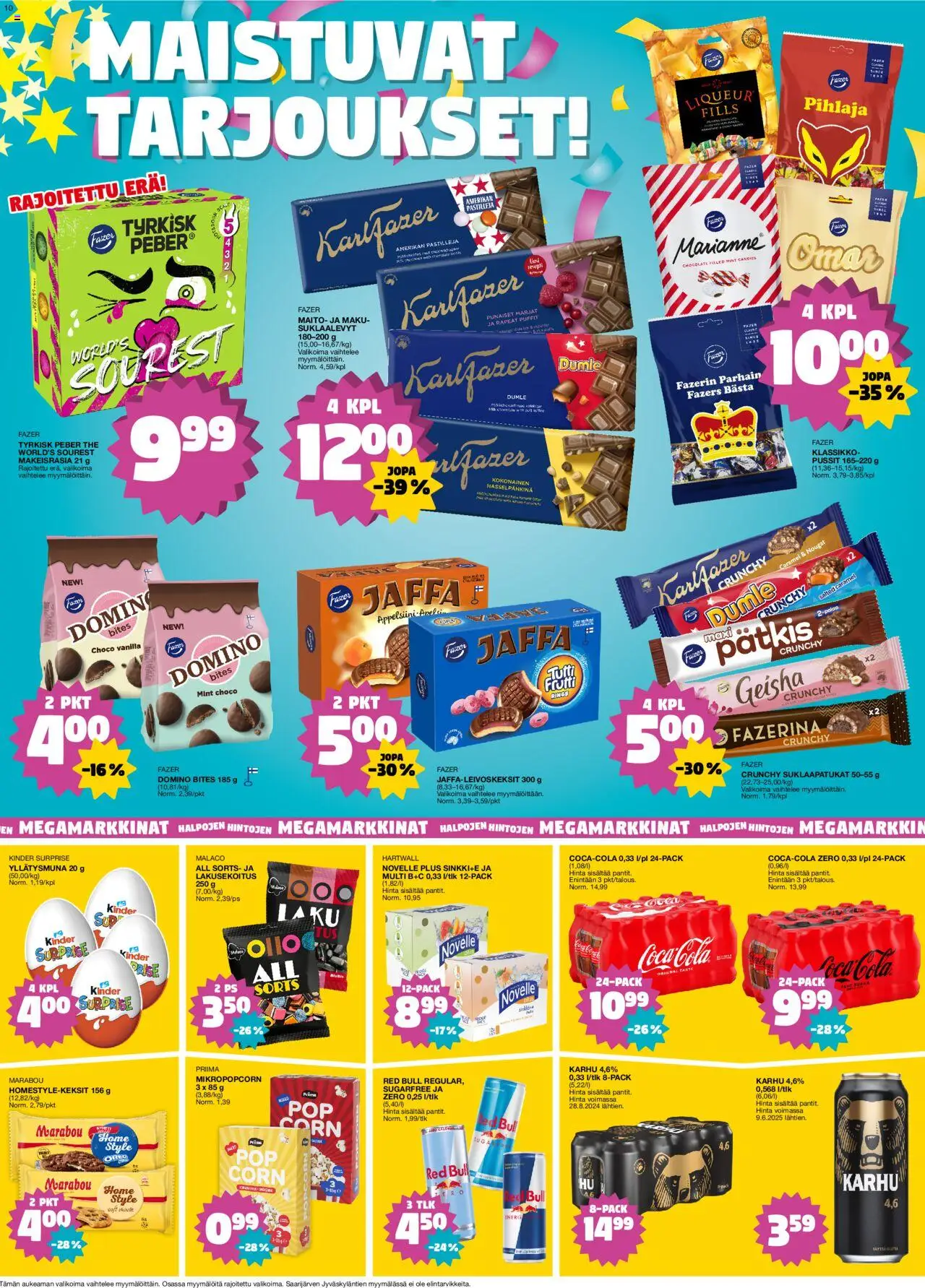  | Sivu: 10 | Tuotteet: Kokonainen, Oreo, Suklaalevyt, Maito