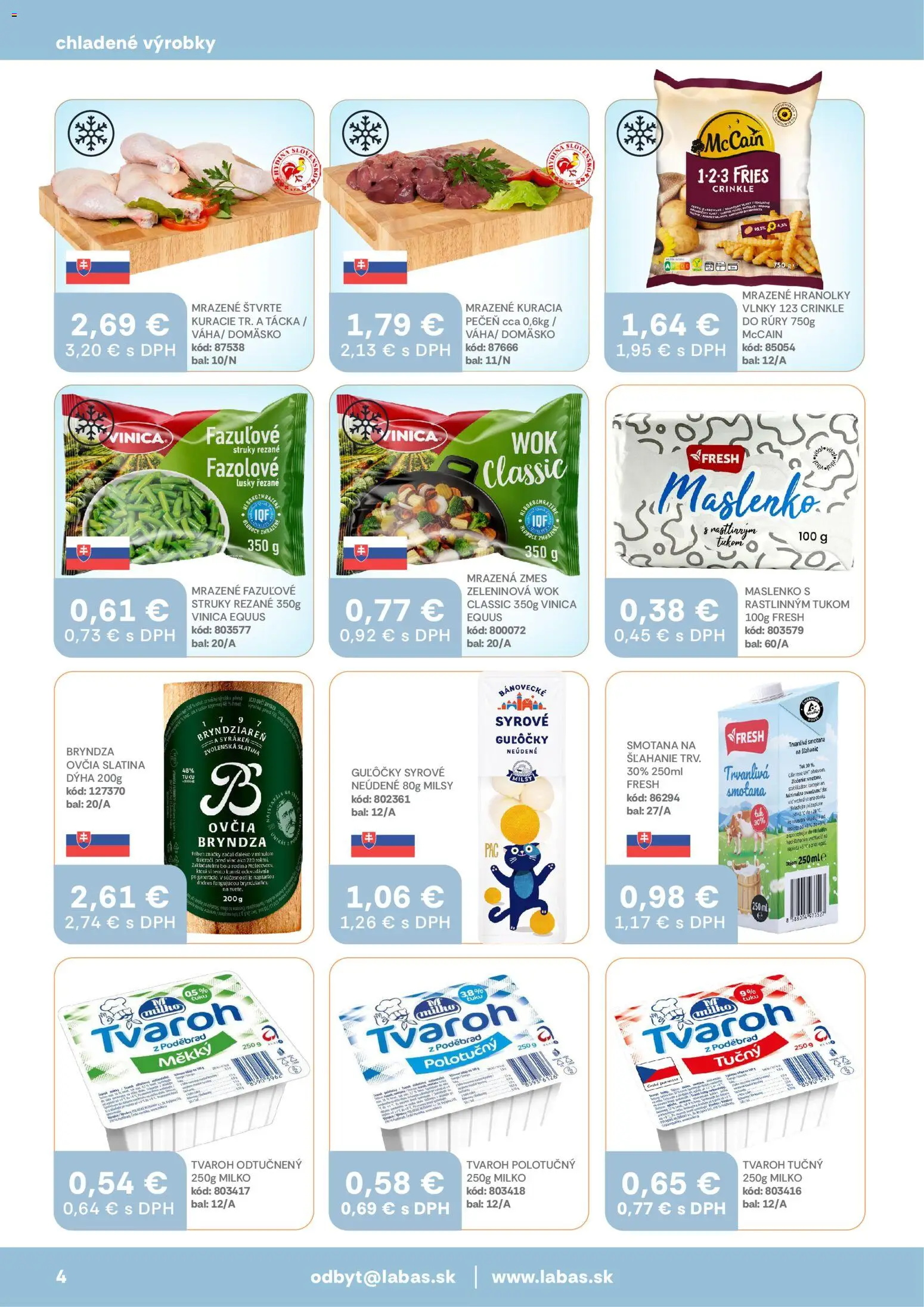 Nové Labaš akcie – leták je platný od 16.01.2026 | Strana: 4 | Produkty: Smotana, Bryndza, Tvaroh