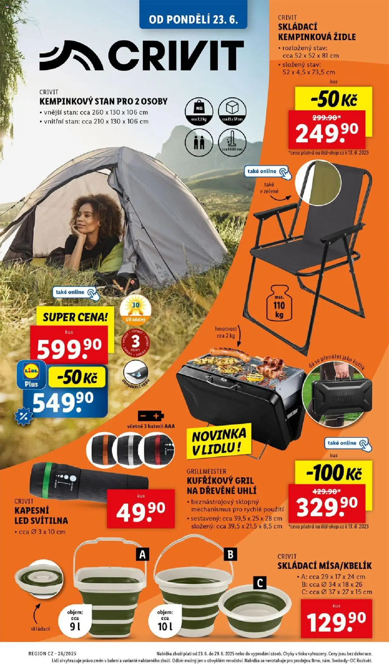 Lidl leták od 23.06.2025 | Strana: 42 | Produkty: LED svítilna, Dřevěné uhlí, Stan, Svítilna
